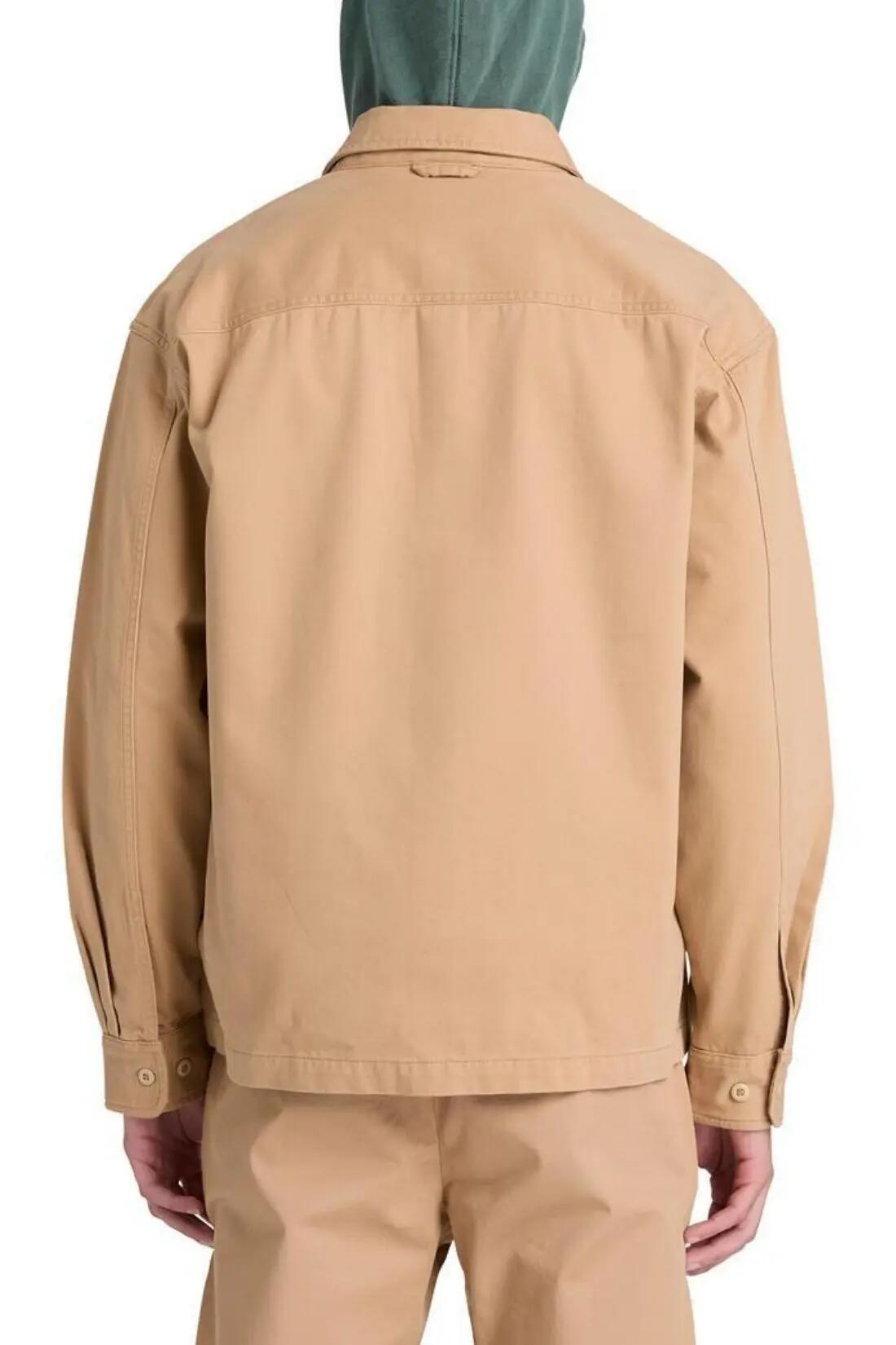 chemise overshirt - homme - coton relaxed - beige. 3/4
