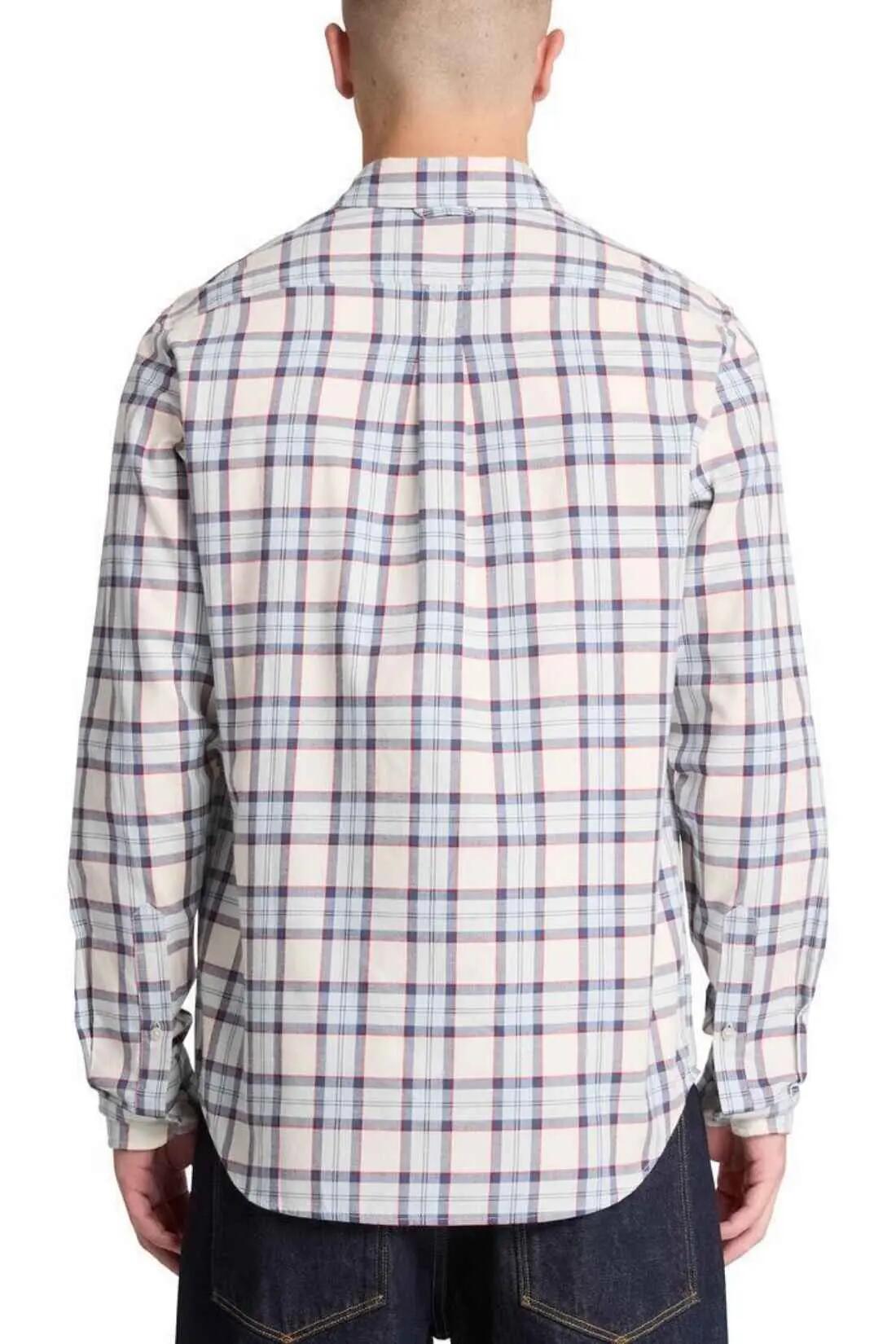 Chemise - Homme - Regular - Flanelle 100% coton, sable/marine 3/4