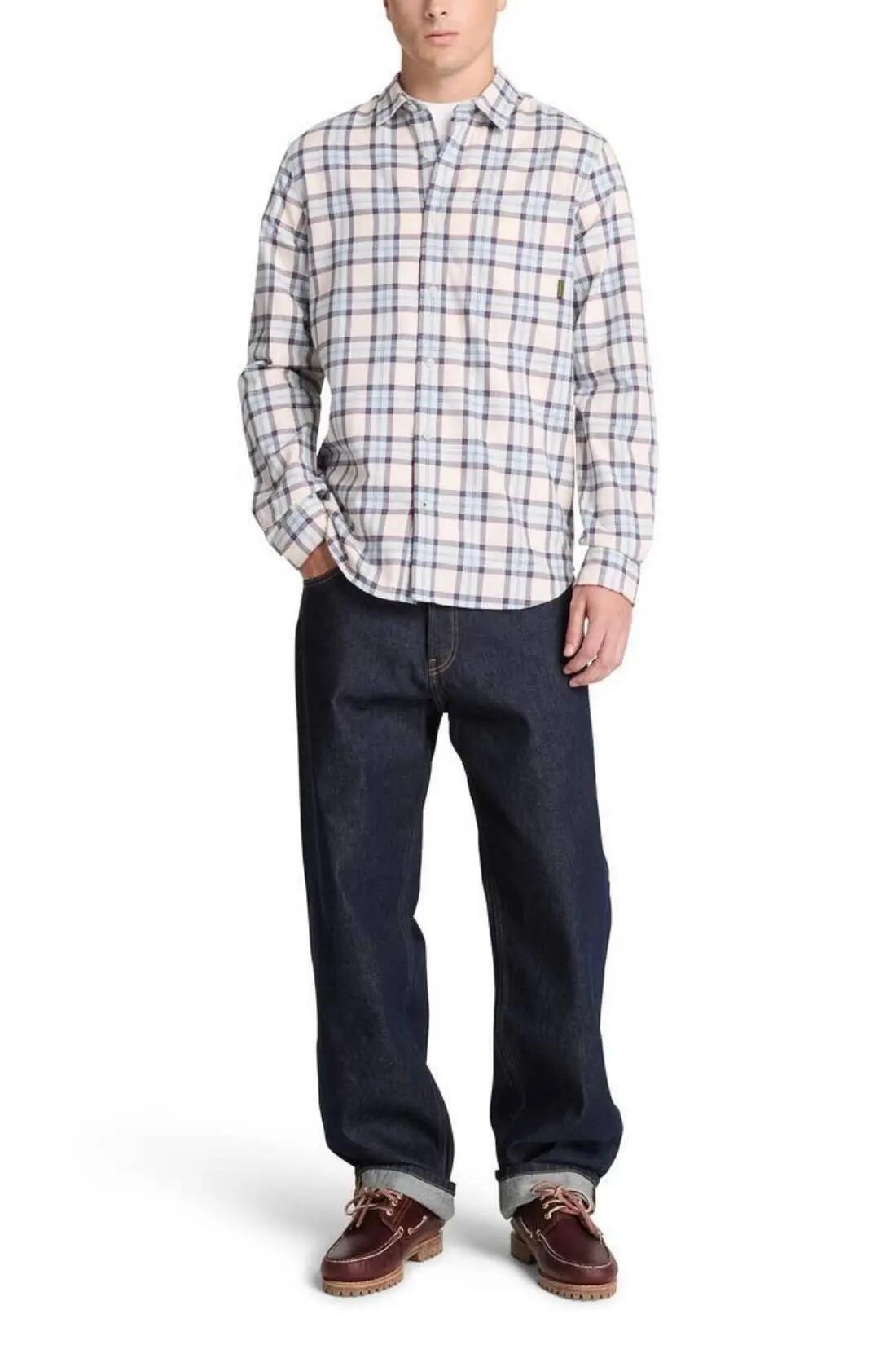 Chemise - Homme - Regular - Flanelle 100% coton, sable/marine 2/4