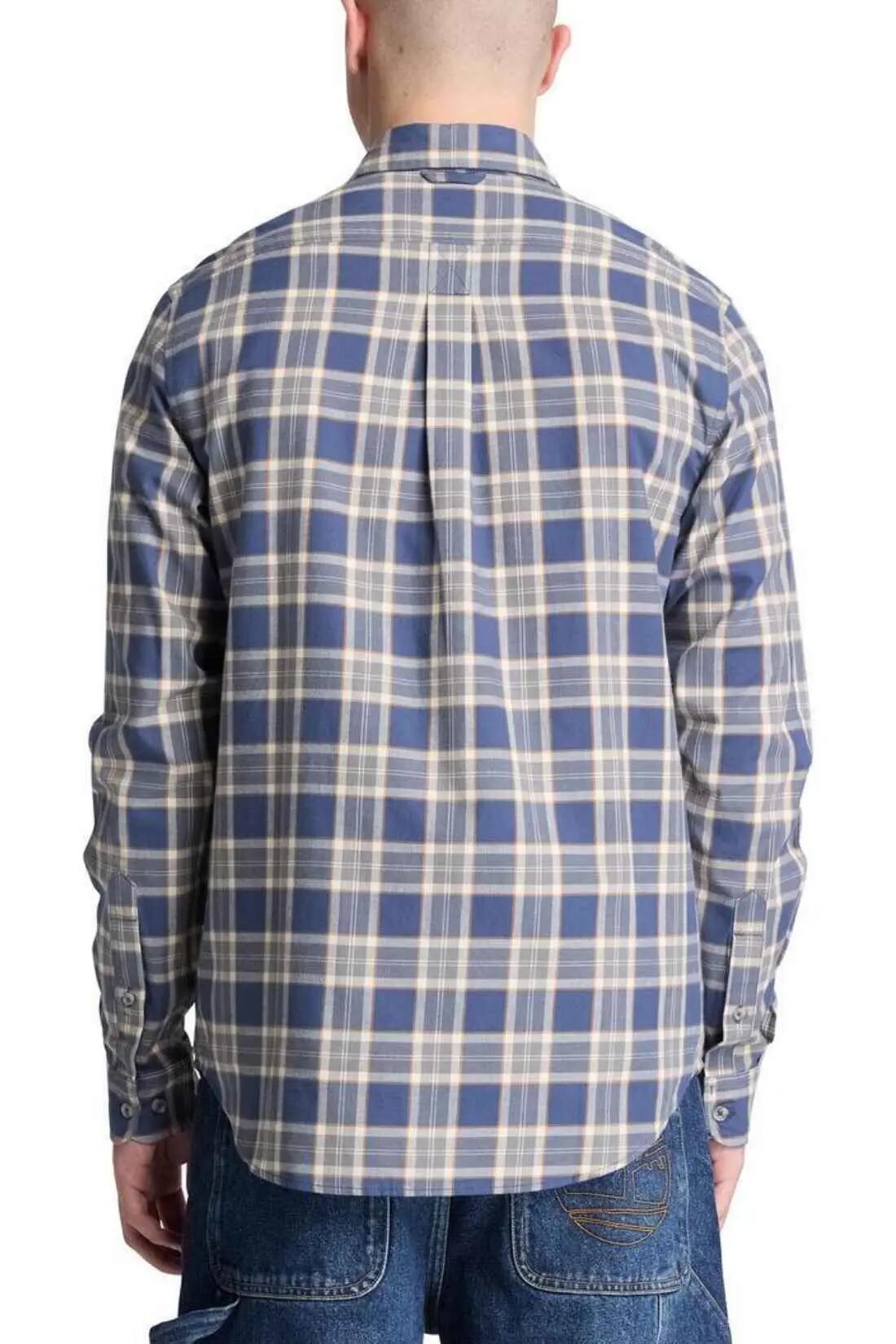 Herren - sportswear - hemd - regular fit, 100% baumwolle, flanell - blau. 3/4