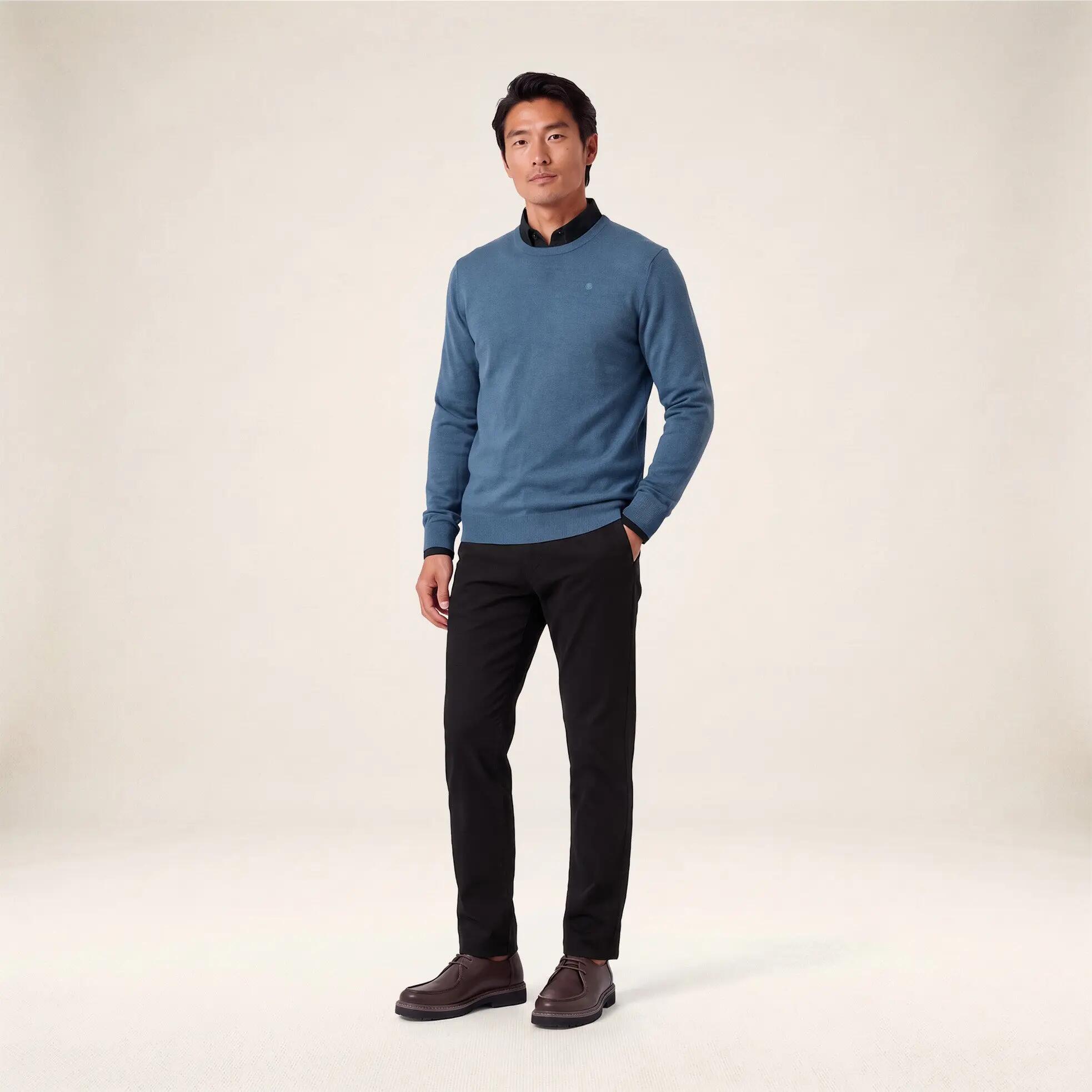 Pull col rond laine mélangée bleu lupin Mao Essentiel 6/6
