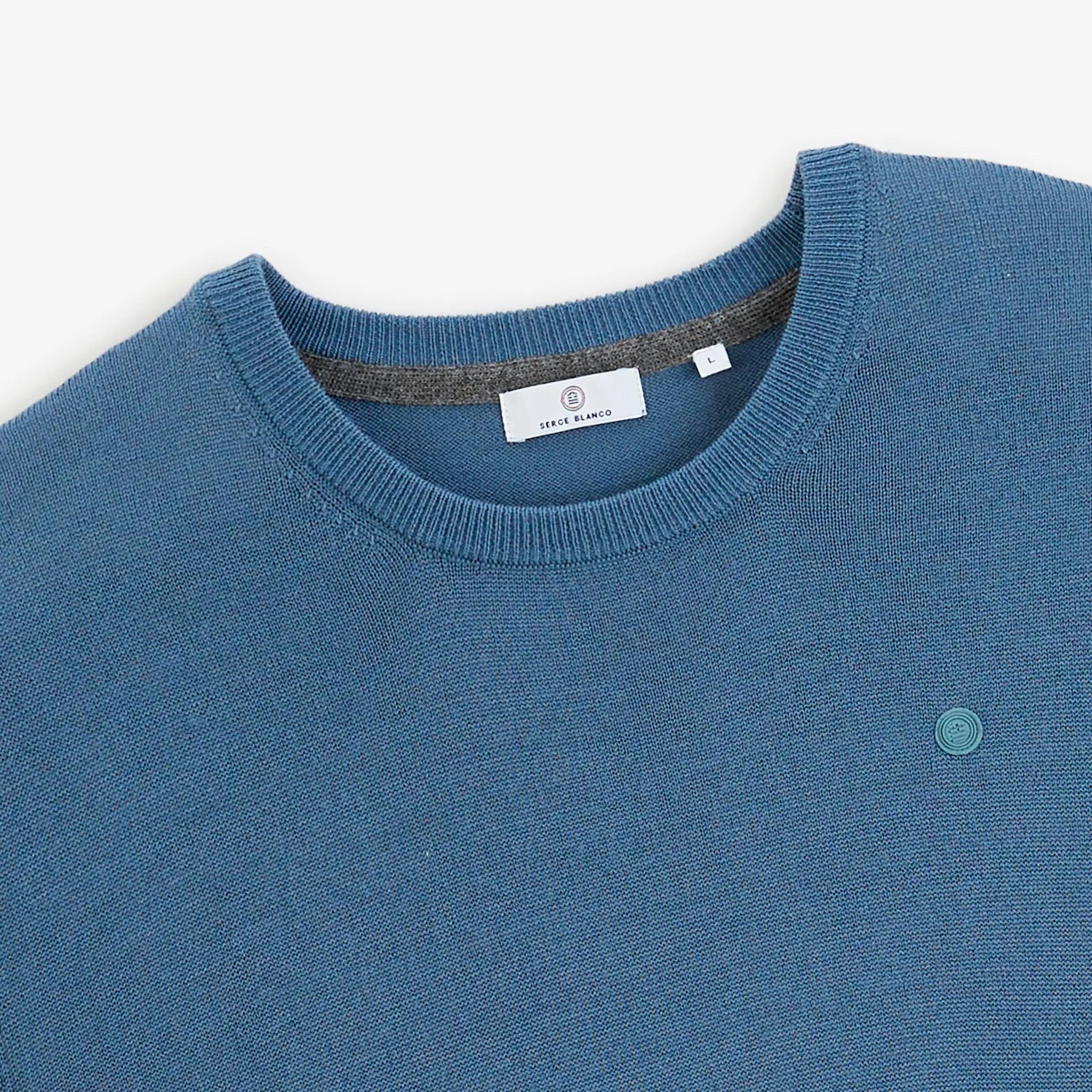 Pull col rond laine mélangée bleu lupin Mao Essentiel 4/6