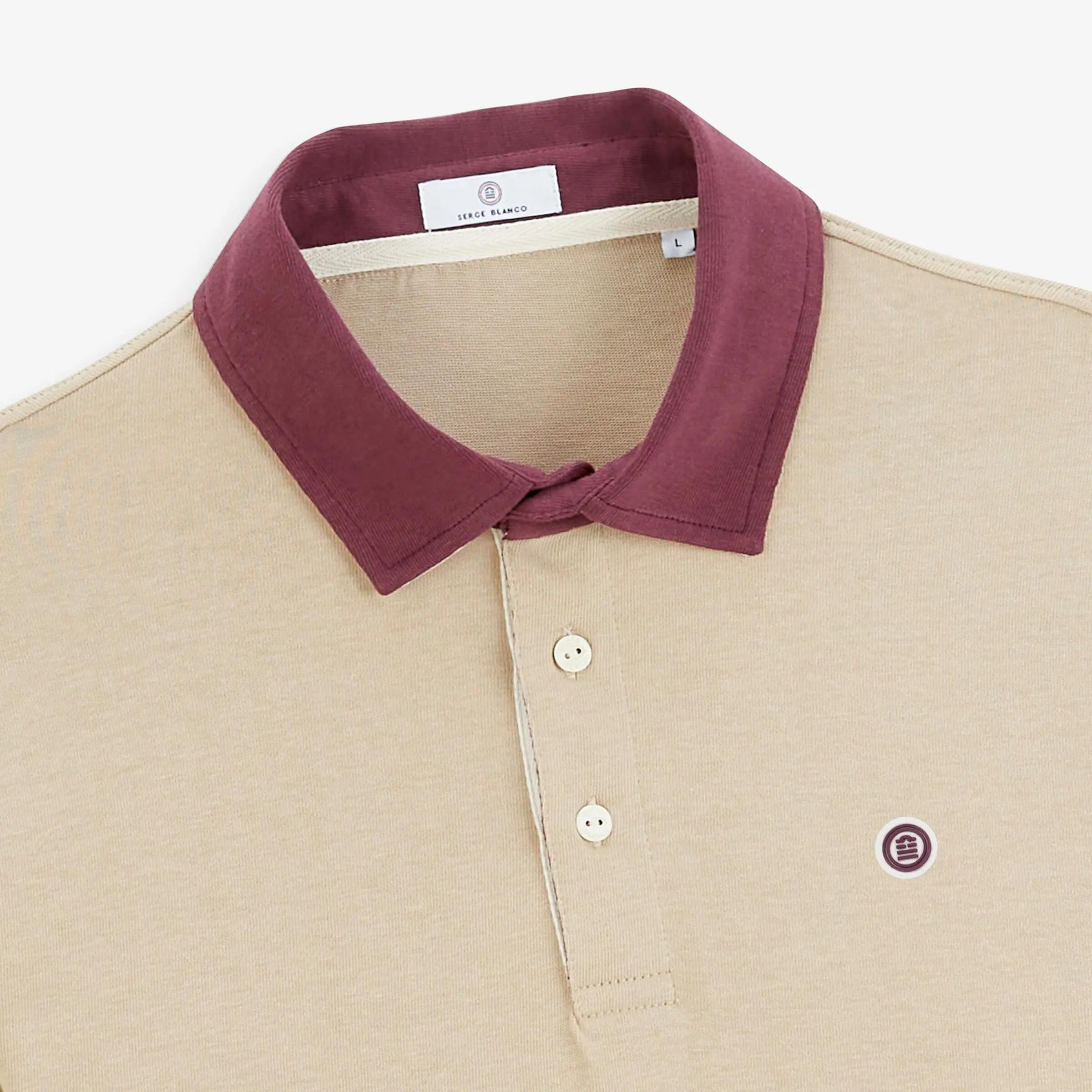 Polo rugby manches longues coton beige BLANCO BIARRITZ 5/6