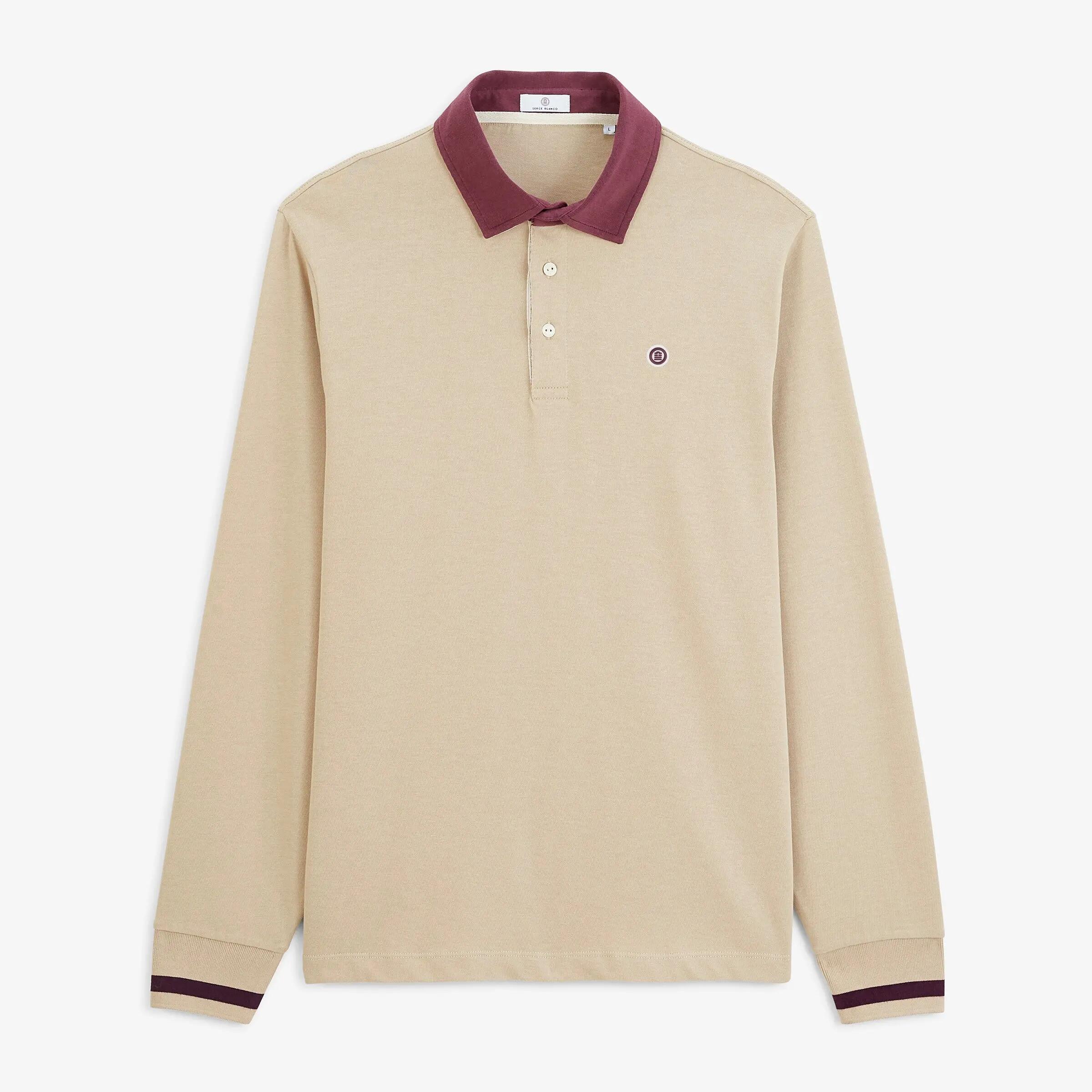 Polo rugby manches longues coton beige BLANCO BIARRITZ 3/6
