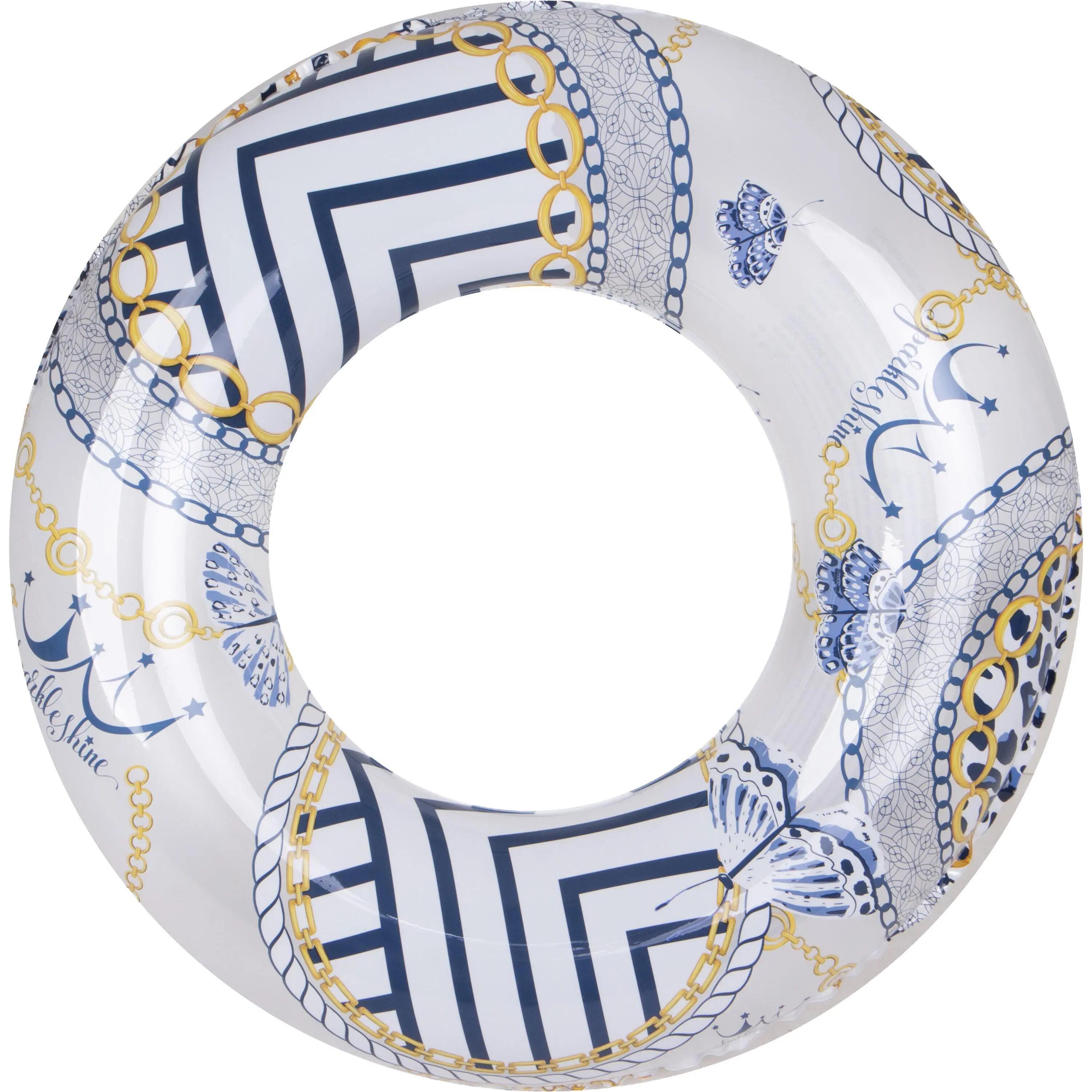 Schwimmring blau-weiß Ø90cm aufblasbar mit Sicherheitsventil, 2 Designs sortiert 4/7