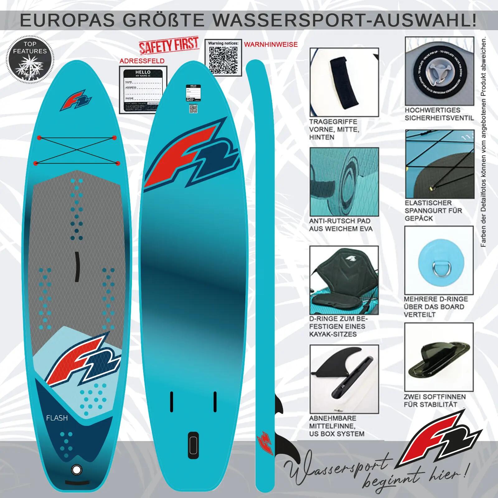 F2  Stand Up Paddle Board Flash Leucht SUP 350cm 11,5 Blau 2/6