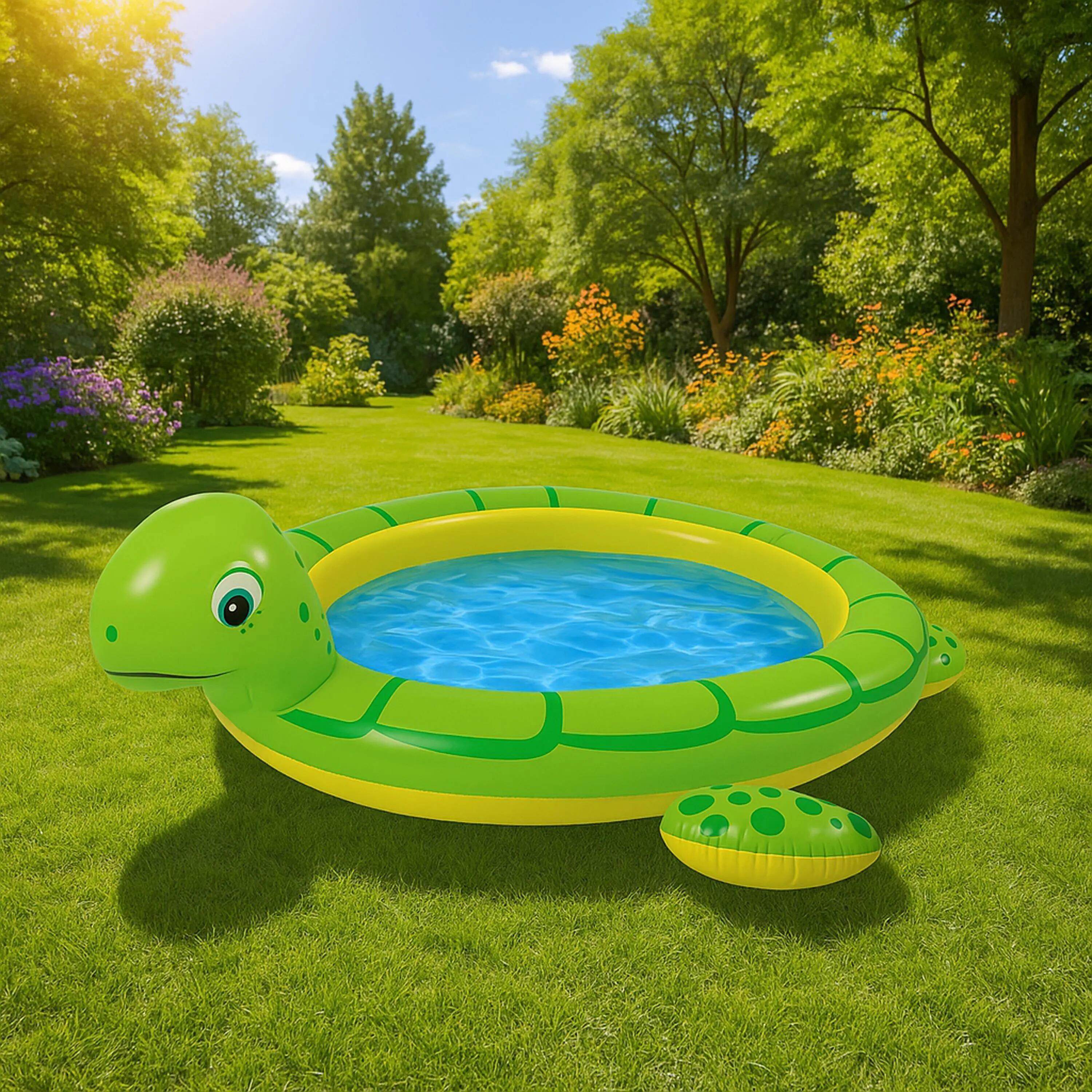 Spray Pool Schildkröte Ø175x70cm, Planschbecken mit Wassersprüher 2/4