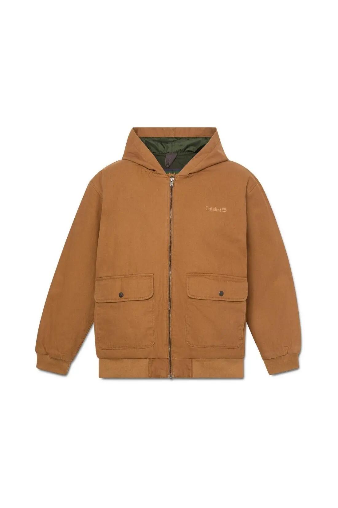 Herren - sportswear - bomberjacke - baumwolle, kapuze - braun 2/3