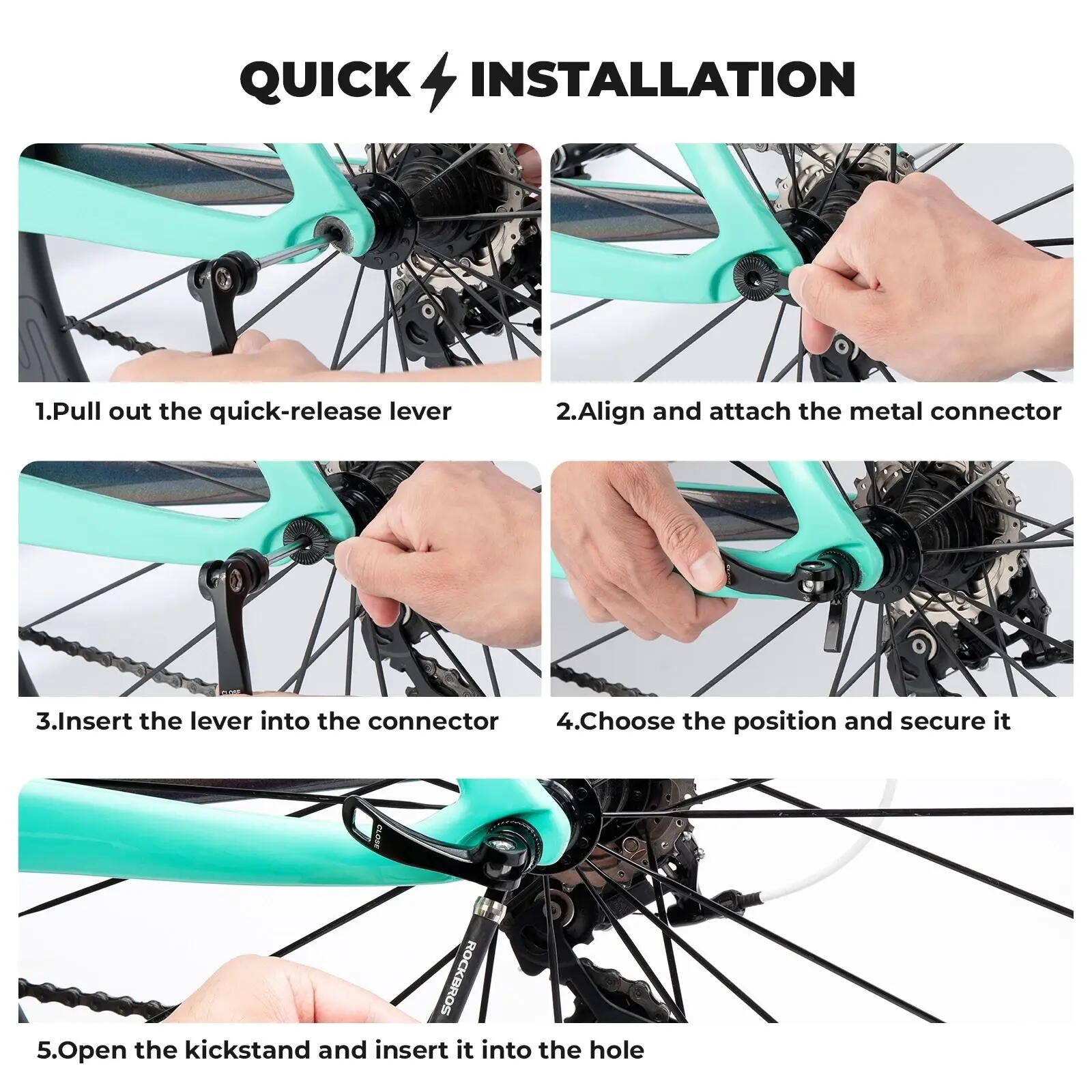 ROCKBROS Béquille de vélo pliable en acier inoxydable 7/7