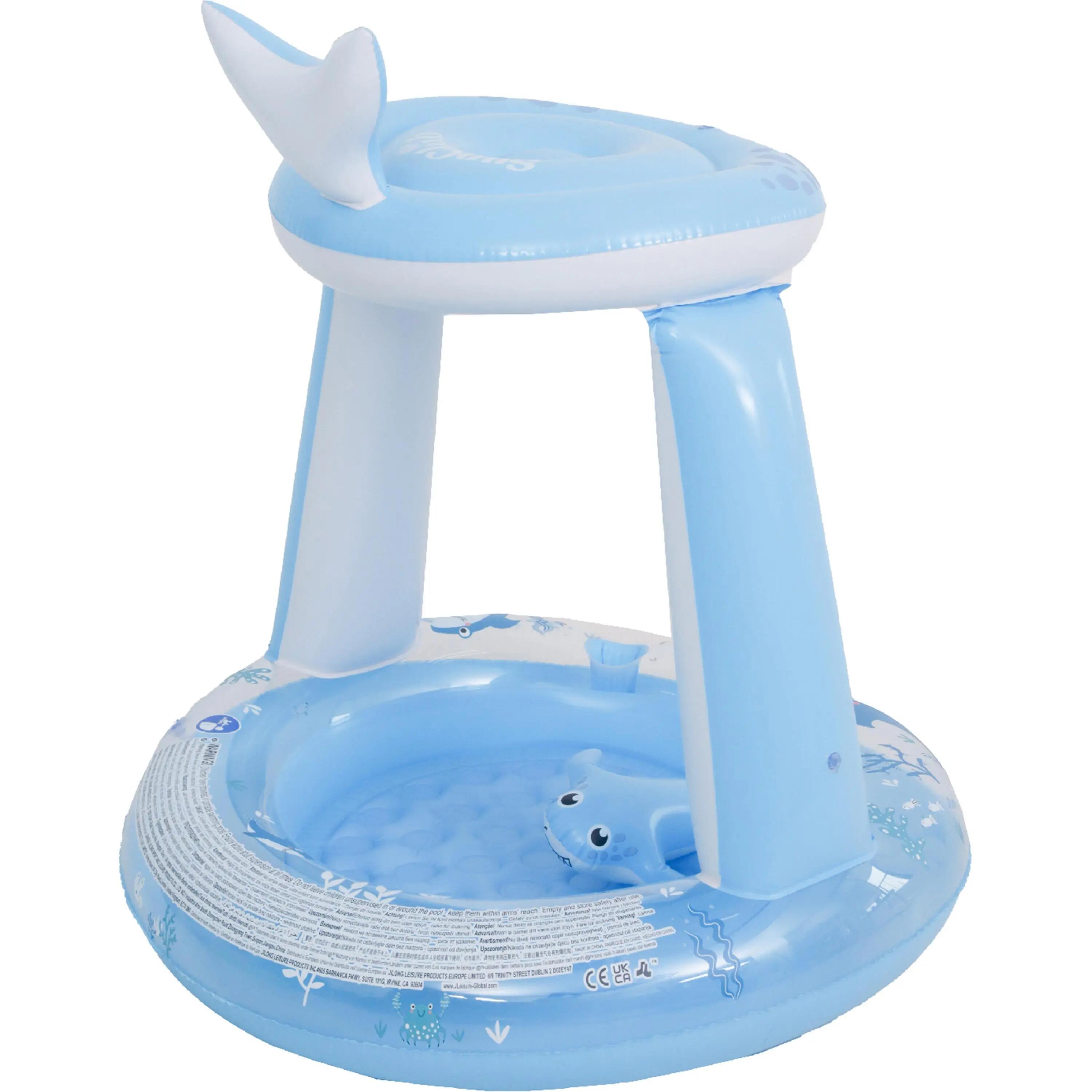Baby-Planschbecken Hai aufblasbar mit Sonnendach, 95x95x102cm 3/11