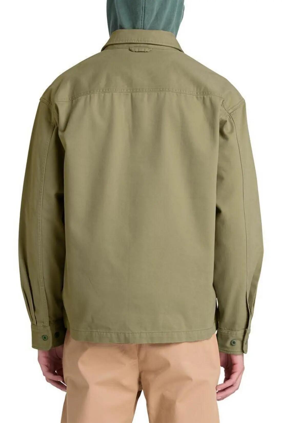 Overshirt - sport - heren - relaxed, 100% katoen - olijfgroen 3/4