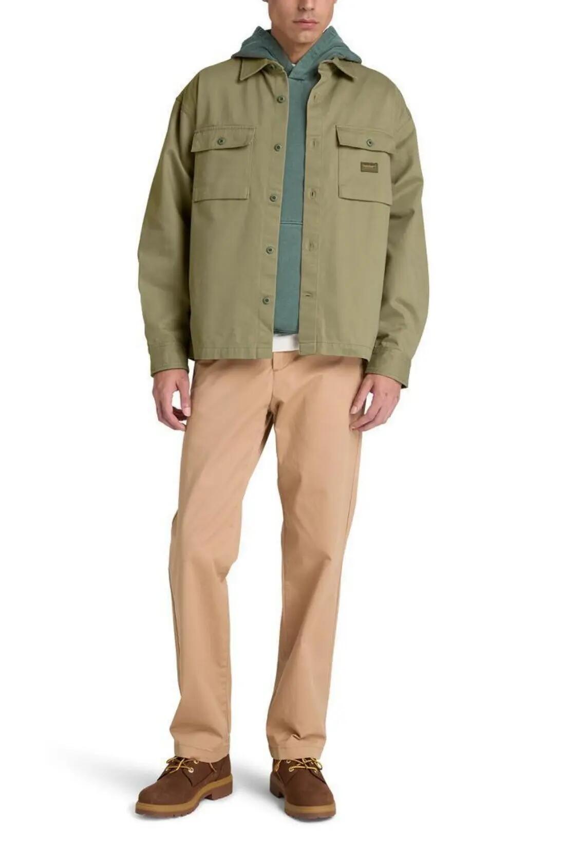 Overshirt - sport - heren - relaxed, 100% katoen - olijfgroen 2/4