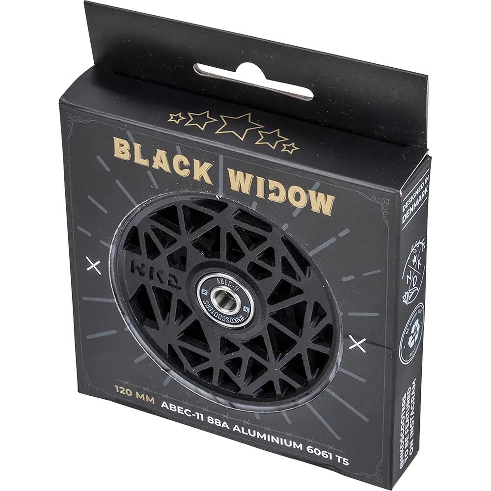 NKD Black Widow Stuntstep Wiel 120 mm – White / Black Hollow-Core Aluminium120mm 3/4