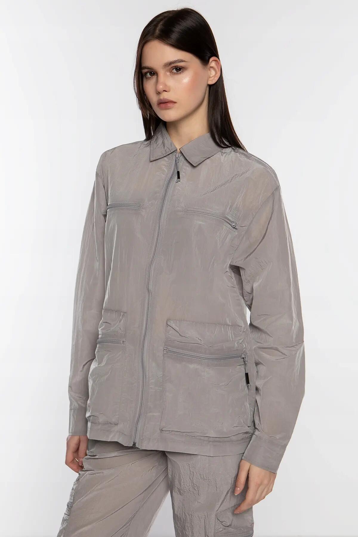 MĘSKA KOSZULA WIERZCHNIA Rains Kano Overshirt BEZ KAPTURA  SZARA 7/14