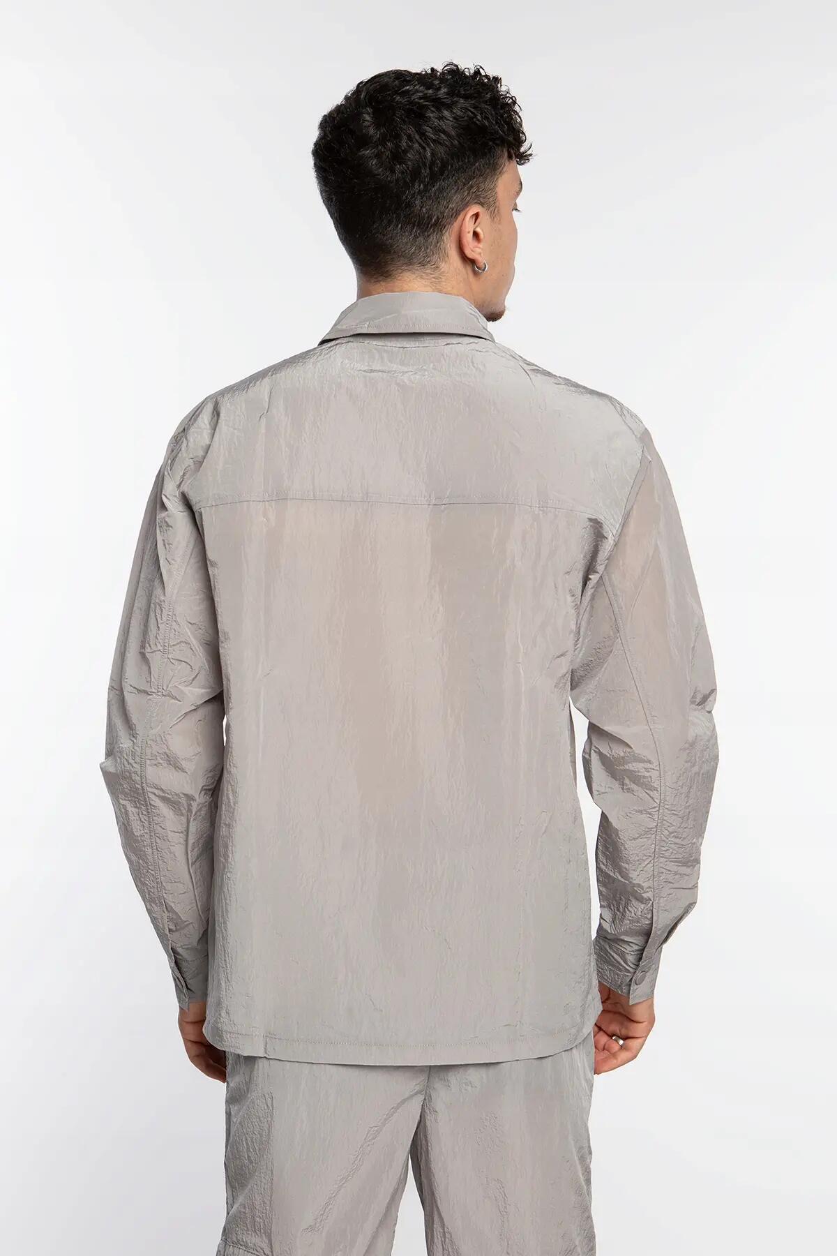 MĘSKA KOSZULA WIERZCHNIA Rains Kano Overshirt BEZ KAPTURA  SZARA 4/14