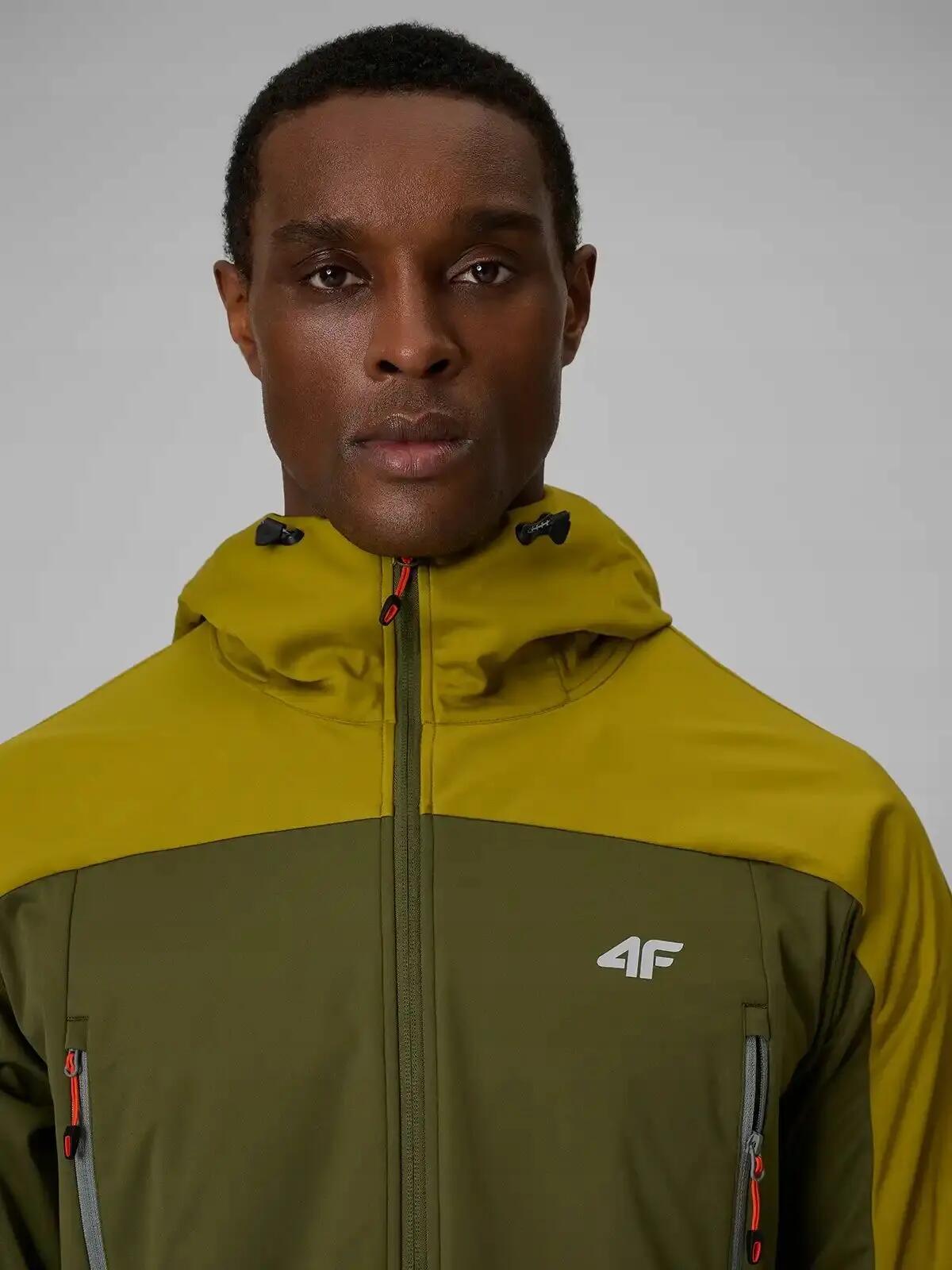 SOFTSHELL MĘSKI 4F KURTKA TREKKINGOWA MĘSKA      Z KAPTUREM  ZIELONA 8/14