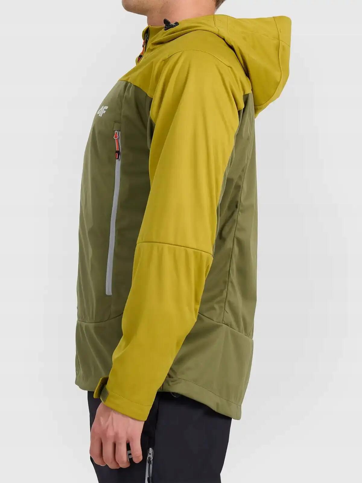SOFTSHELL MĘSKI 4F KURTKA TREKKINGOWA MĘSKA      Z KAPTUREM  ZIELONA 6/14