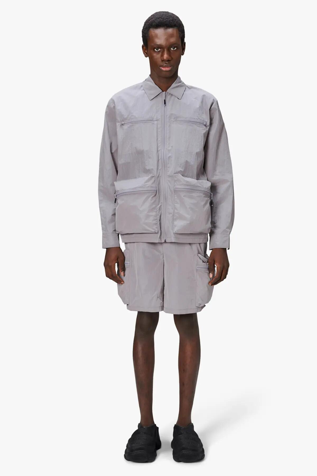 MĘSKA KOSZULA WIERZCHNIA Rains Kano Overshirt BEZ KAPTURA  SZARA 10/14