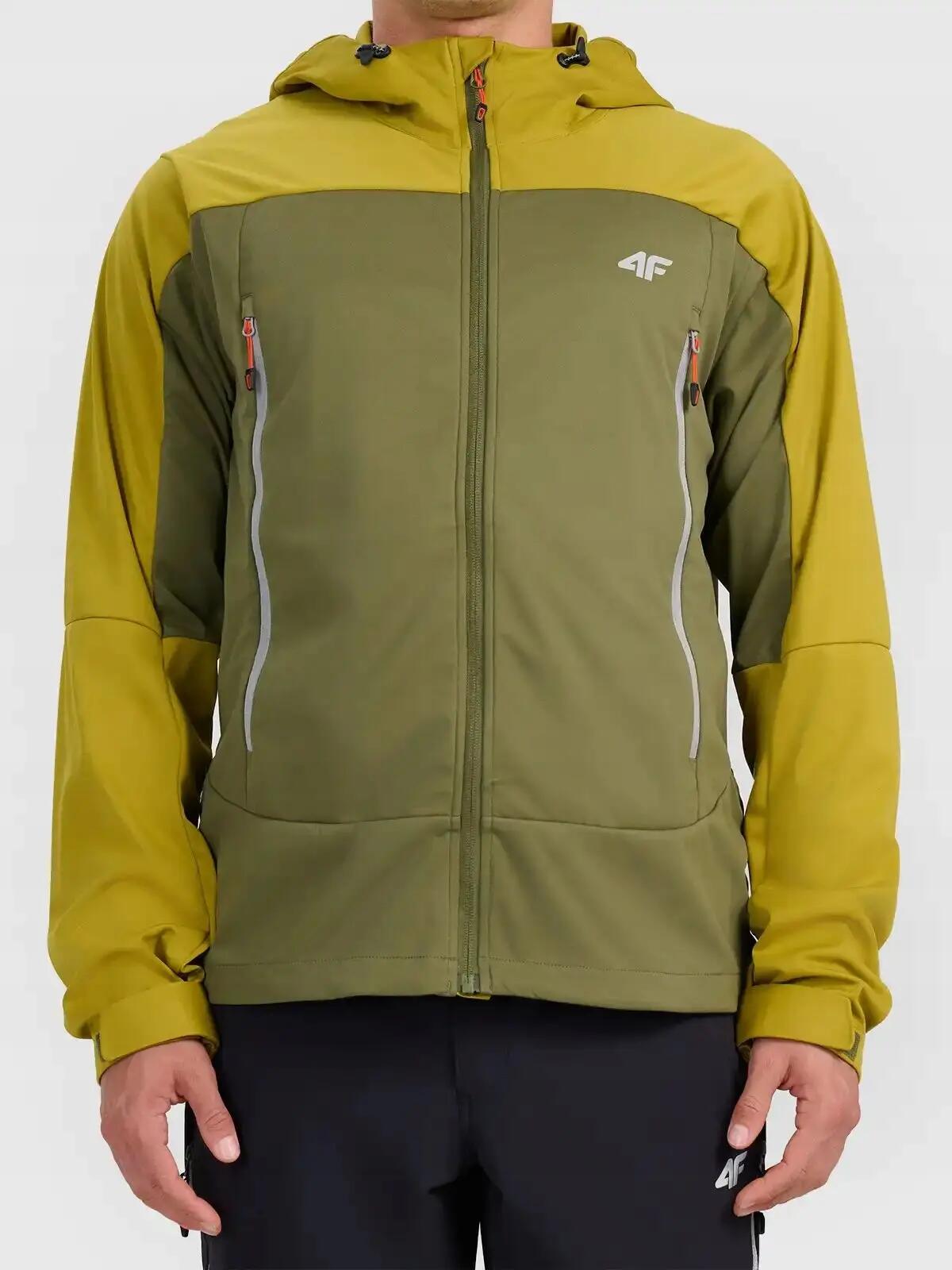 SOFTSHELL MĘSKI 4F KURTKA TREKKINGOWA MĘSKA      Z KAPTUREM  ZIELONA 3/14