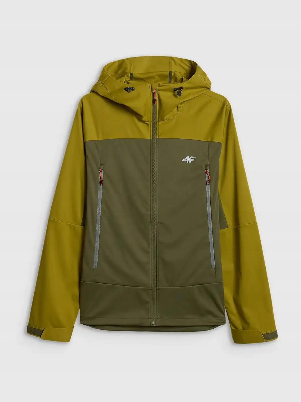 SOFTSHELL MĘSKI 4F KURTKA TREKKINGOWA MĘSKA      Z KAPTUREM  ZIELONA 2/14