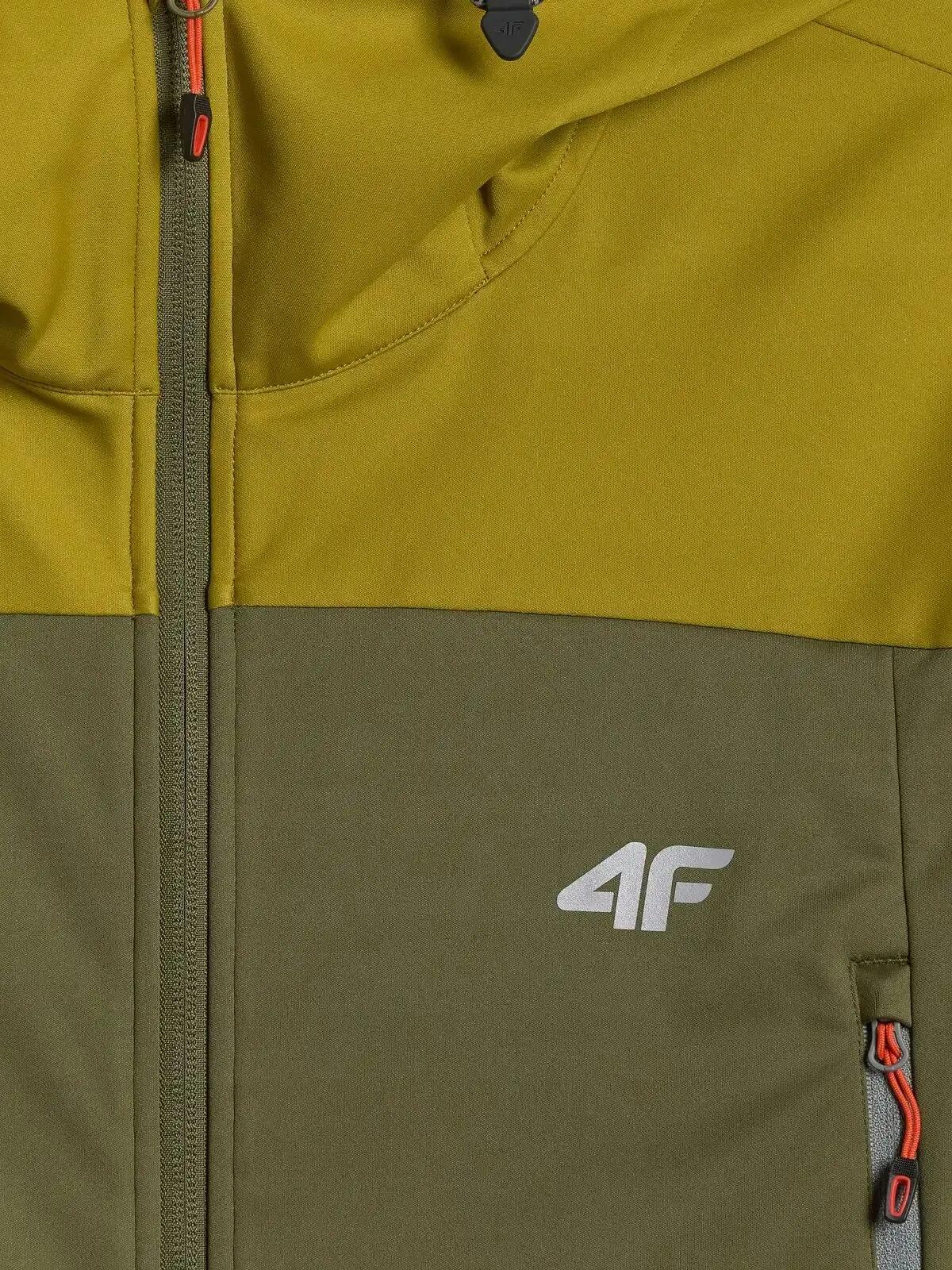 SOFTSHELL MĘSKI 4F KURTKA TREKKINGOWA MĘSKA      Z KAPTUREM  ZIELONA 13/14