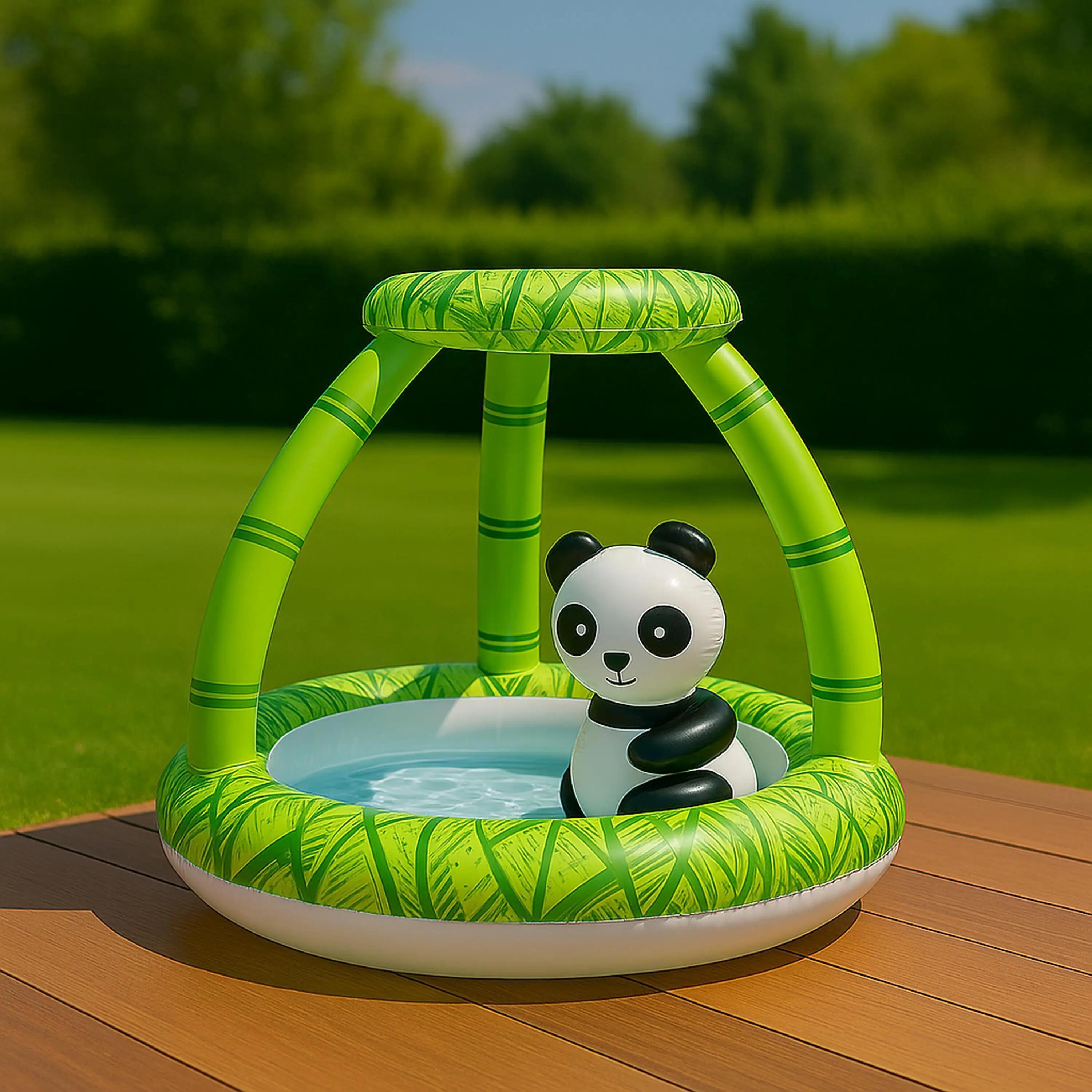 Baby-Planschbecken Panda aufblasbar mit Sonnendach, rund Ø98x80cm 8/8