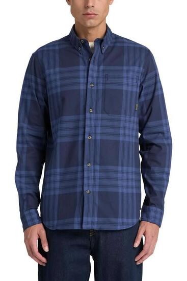 camicia - casual - uomo - twill in cotone collo button-down - blu denim