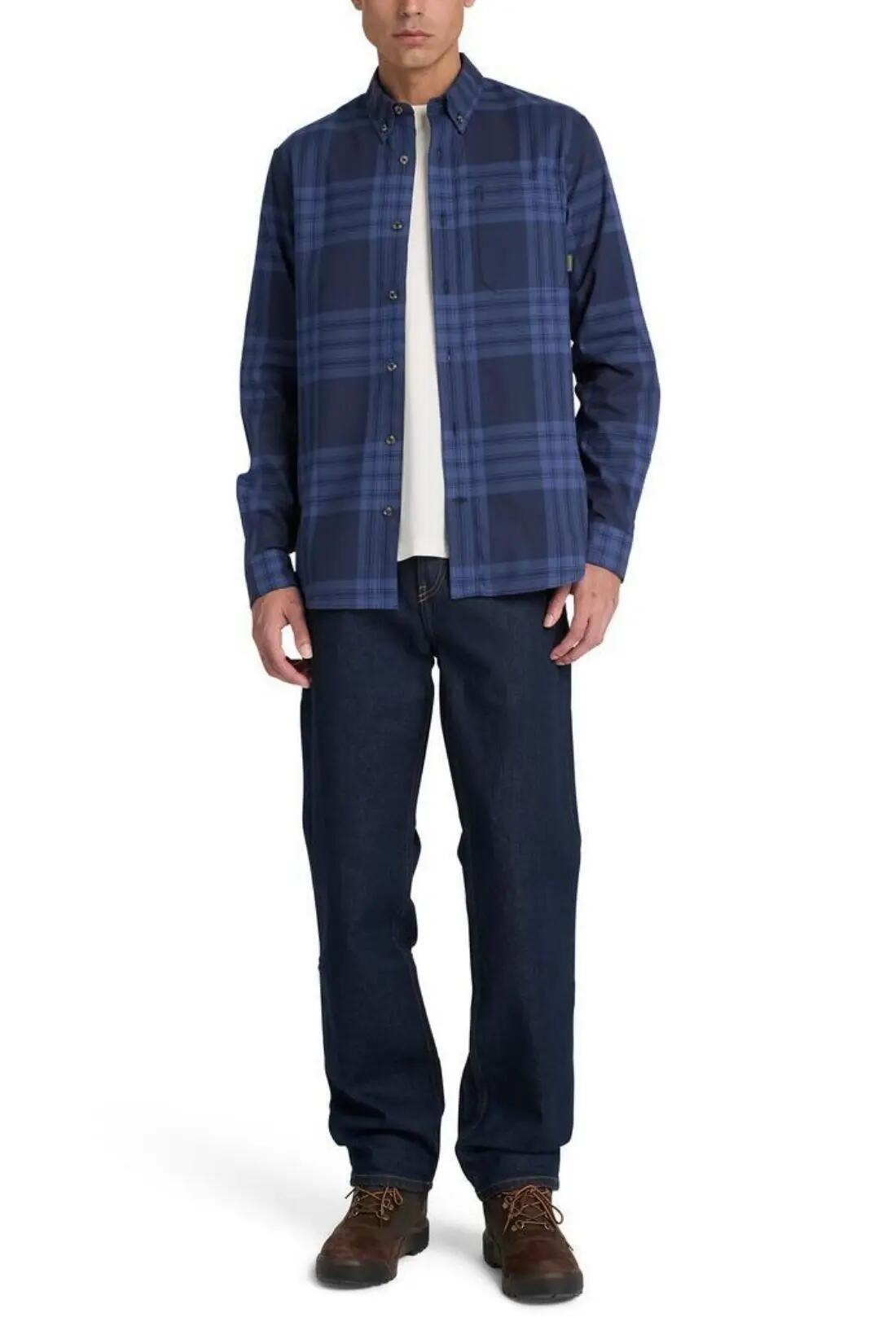 camicia - casual - uomo - twill in cotone, collo button-down - blu denim 2/4