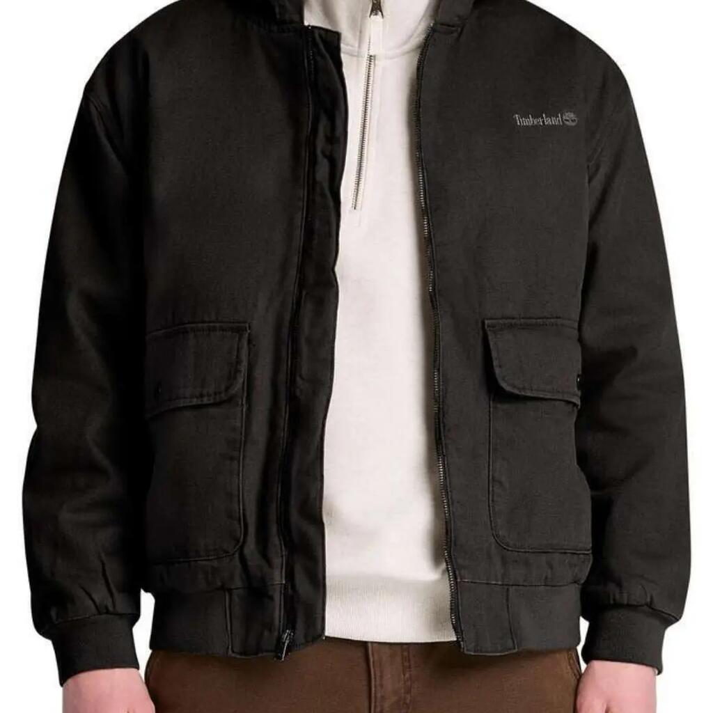 TIMBERLAND men’s cotton canvas bomber jacket - black.