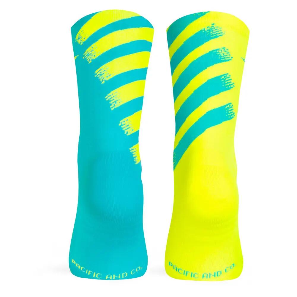 Calcetin running  unisex Hyper Pro, tricotado color Neon Yellow and Turqouise 4/6
