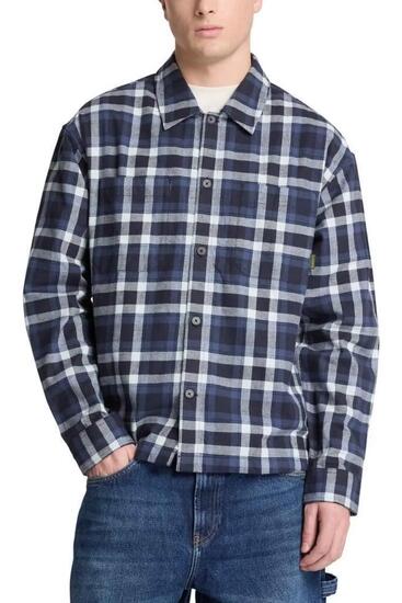Camicia - sportswear - uomo - flanella relaxed quadri - blu