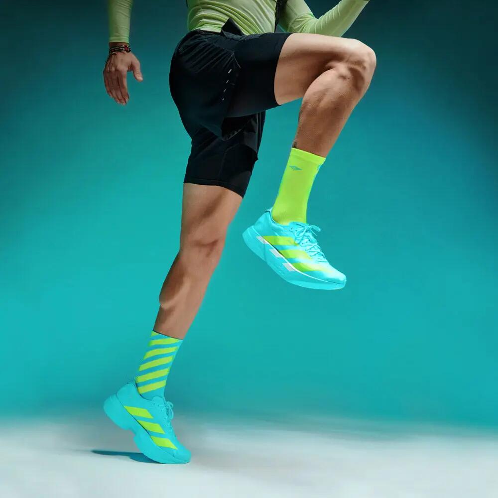 Calcetin running  unisex Hyper Pro, tricotado color Neon Yellow and Turqouise 3/6