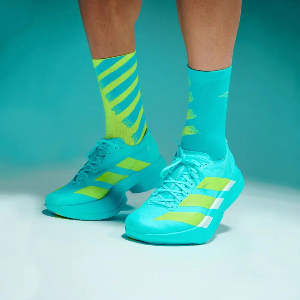Calcetin running  unisex Hyper Pro, tricotado color Neon Yellow and Turqouise 2/6