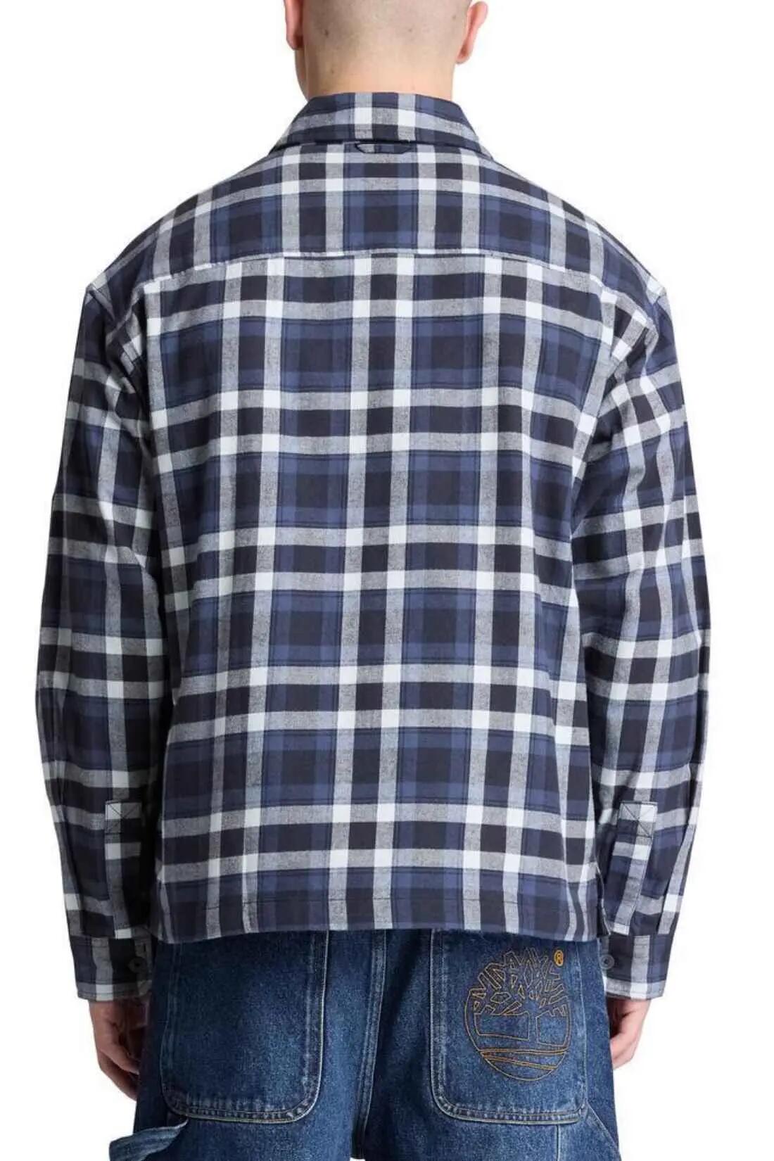 Camicia in flanella - casual - uomo - relaxed fit - 100% cotone - blu. 3/4