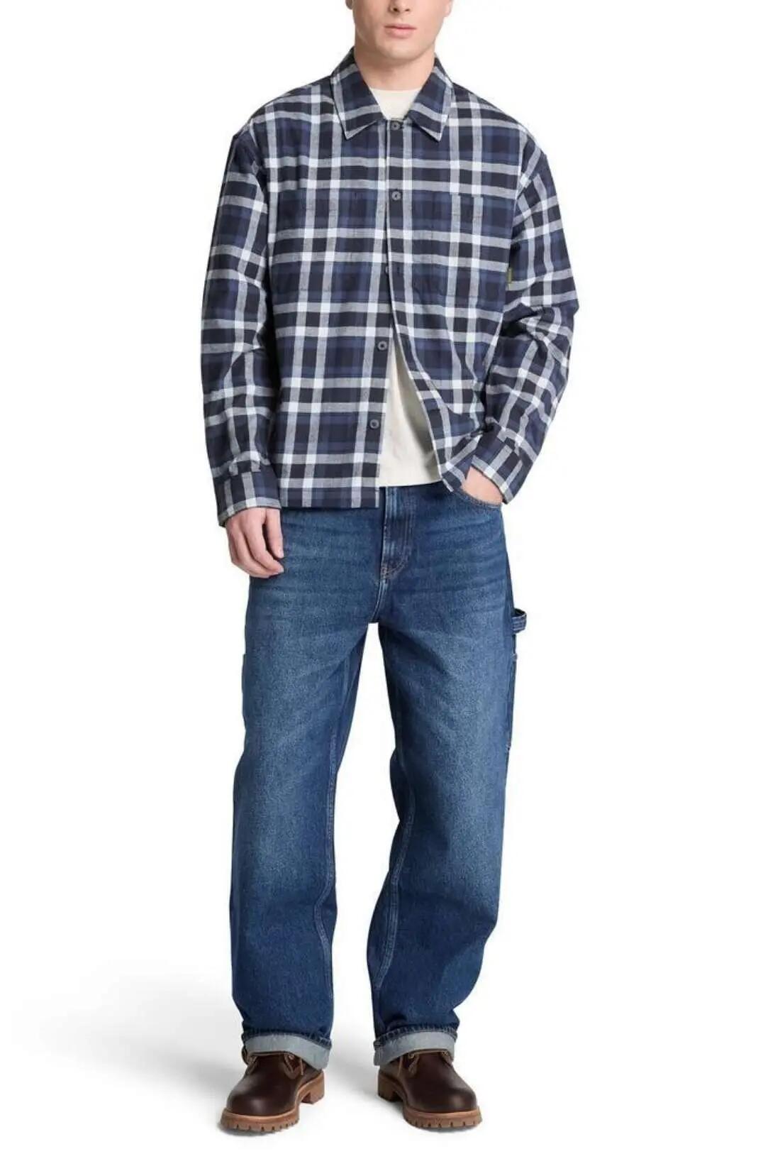 Camicia in flanella - casual - uomo - relaxed fit - 100% cotone - blu. 2/4