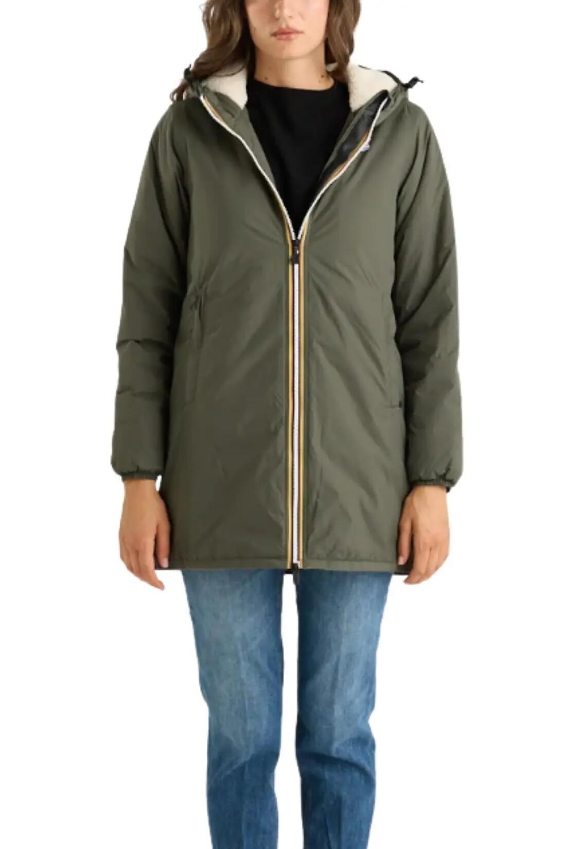 Doudoune femme regular, nylon recyclé, vert militaire 2/2