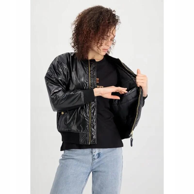 DAMSKA KURTKA BOMBERKA Alpha Industries MA-1 OS Metallic    BEZ KAPTURA  CZARNA 4/5
