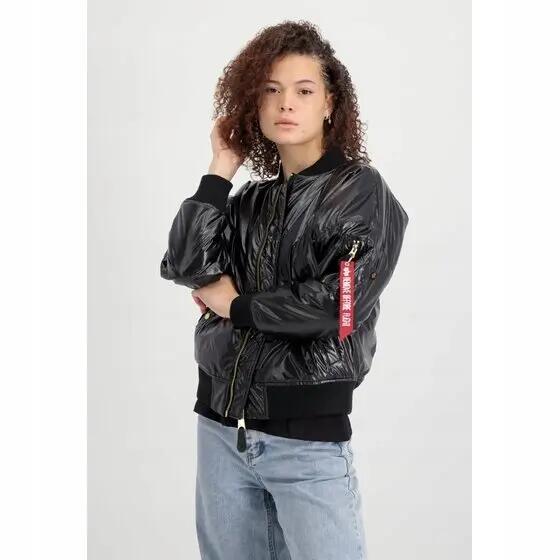DAMSKA KURTKA BOMBERKA Alpha Industries MA-1 OS Metallic    BEZ KAPTURA  CZARNA 3/5