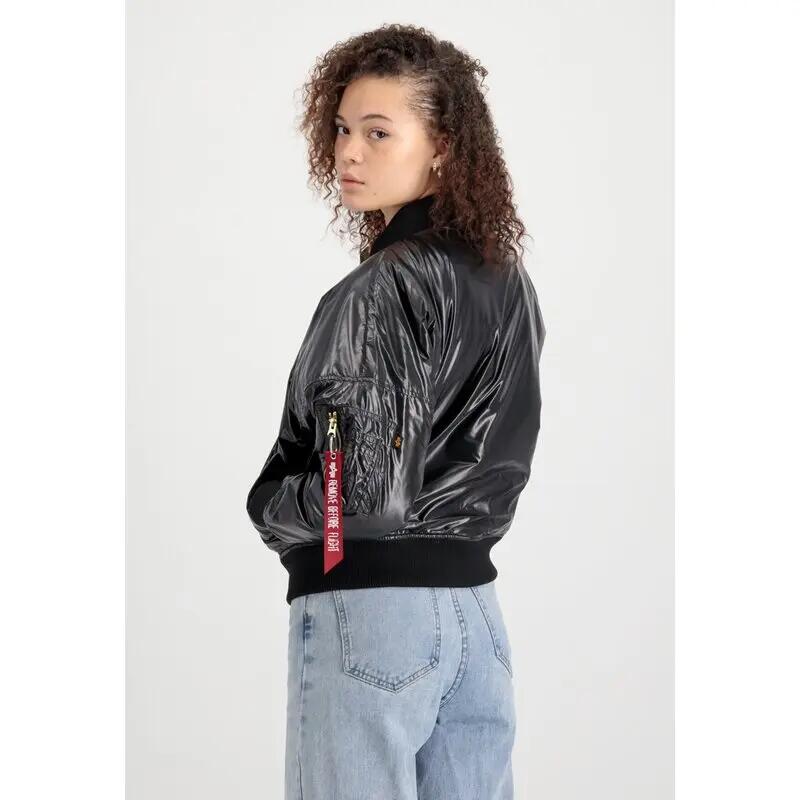 DAMSKA KURTKA BOMBERKA Alpha Industries MA-1 OS Metallic    BEZ KAPTURA  CZARNA 2/5