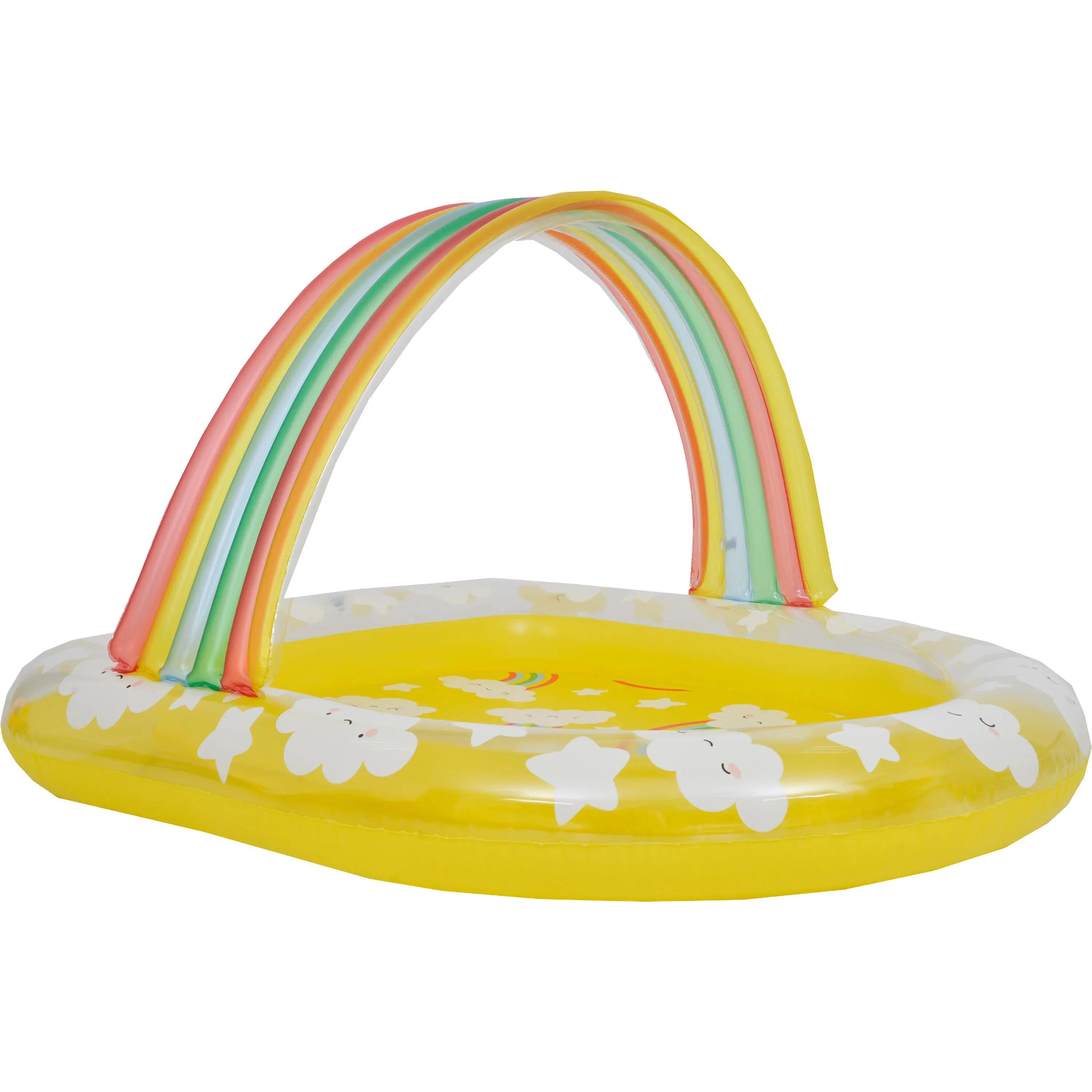 Baby-Planschbecken Regenbogen aufblasbar 144x128x84cm mit Wolkenbogen 6/6