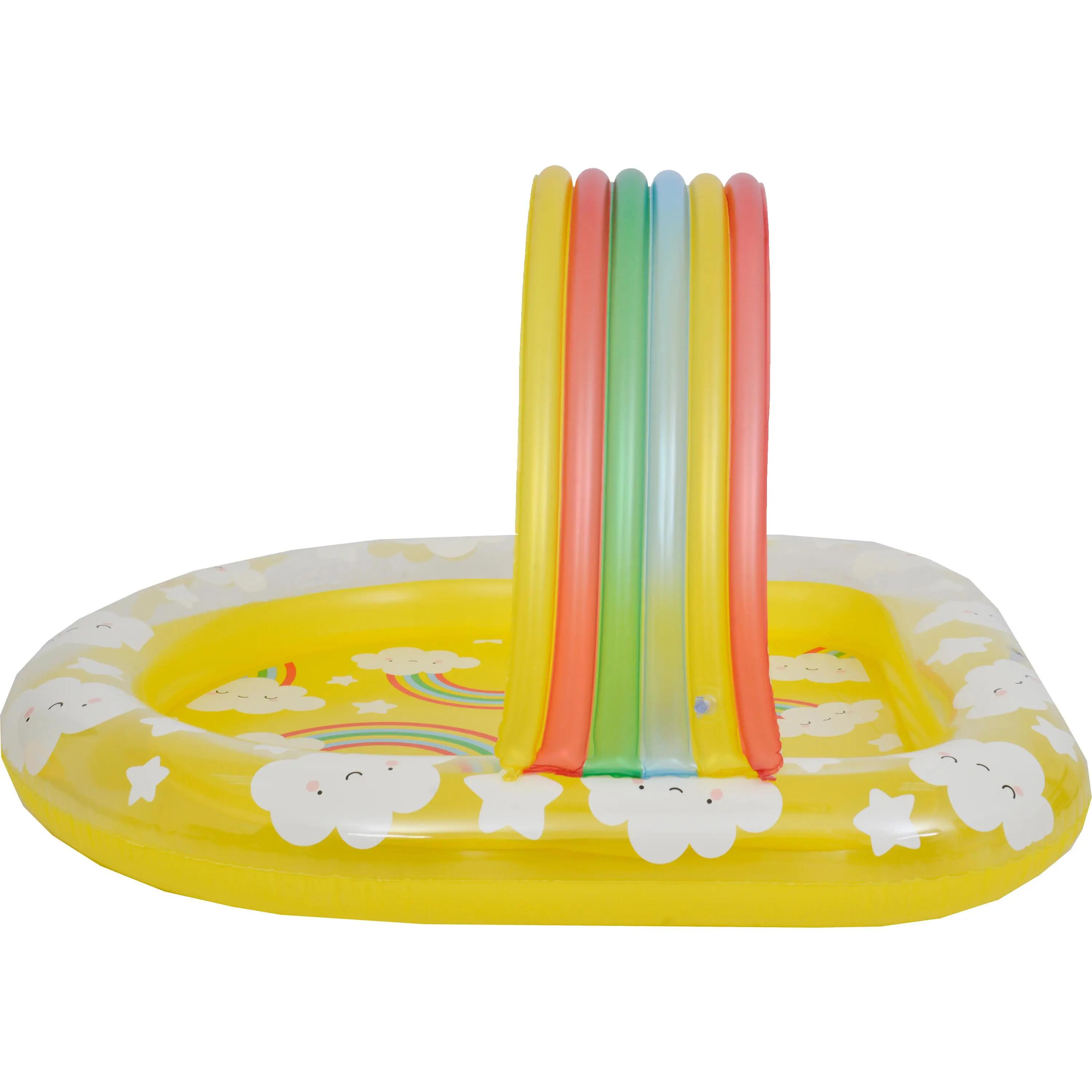 Baby-Planschbecken Regenbogen aufblasbar 144x128x84cm mit Wolkenbogen 5/6