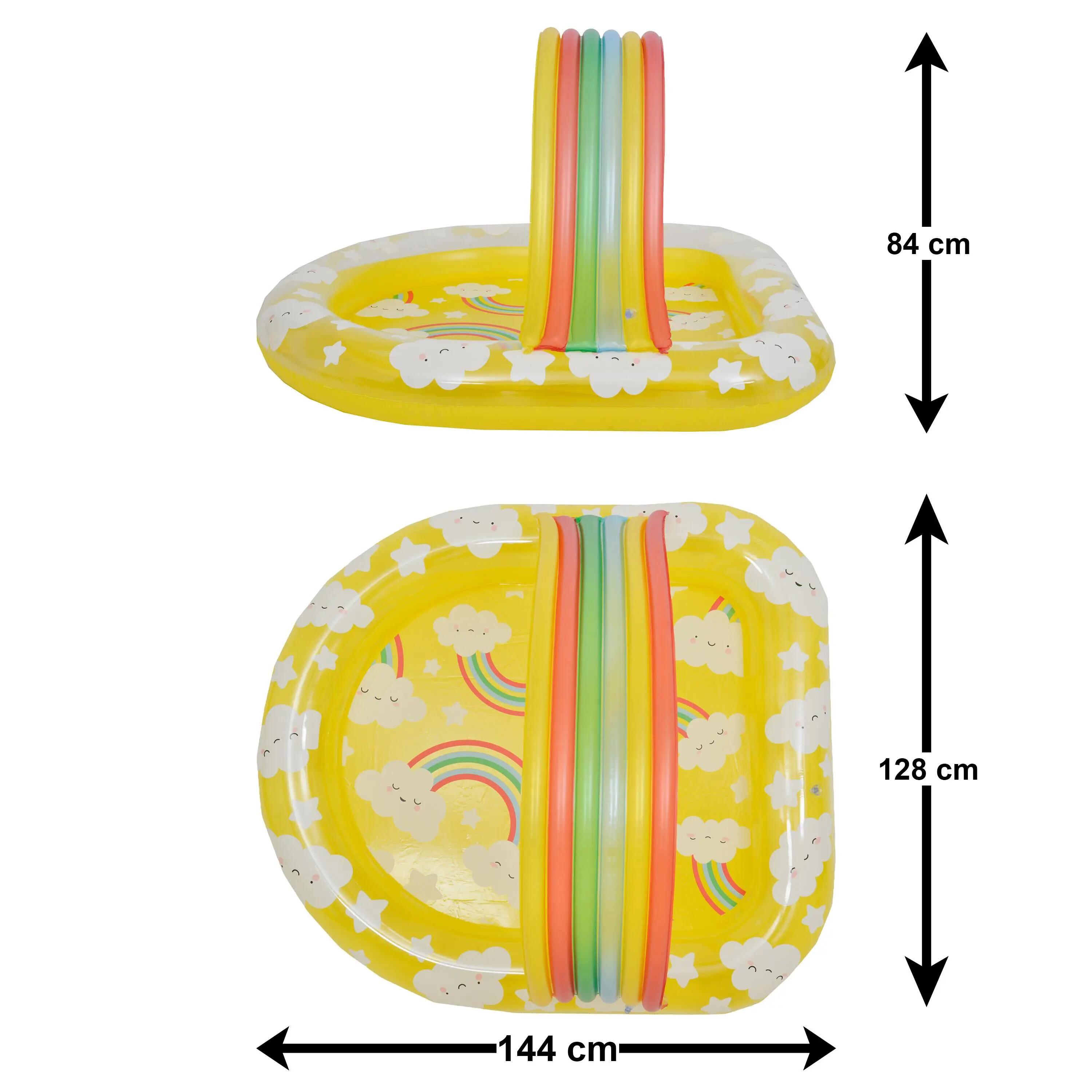 Baby-Planschbecken Regenbogen aufblasbar 144x128x84cm mit Wolkenbogen 3/6