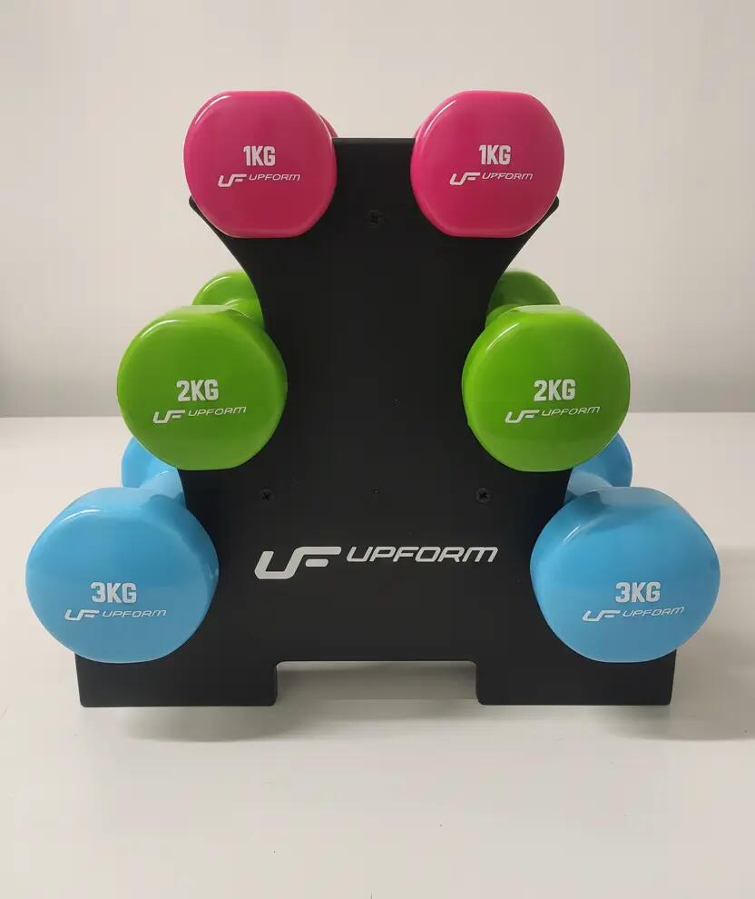 Zestaw hantli fitness winylowych 12 kg ze stojakiem - UpForm 7/10