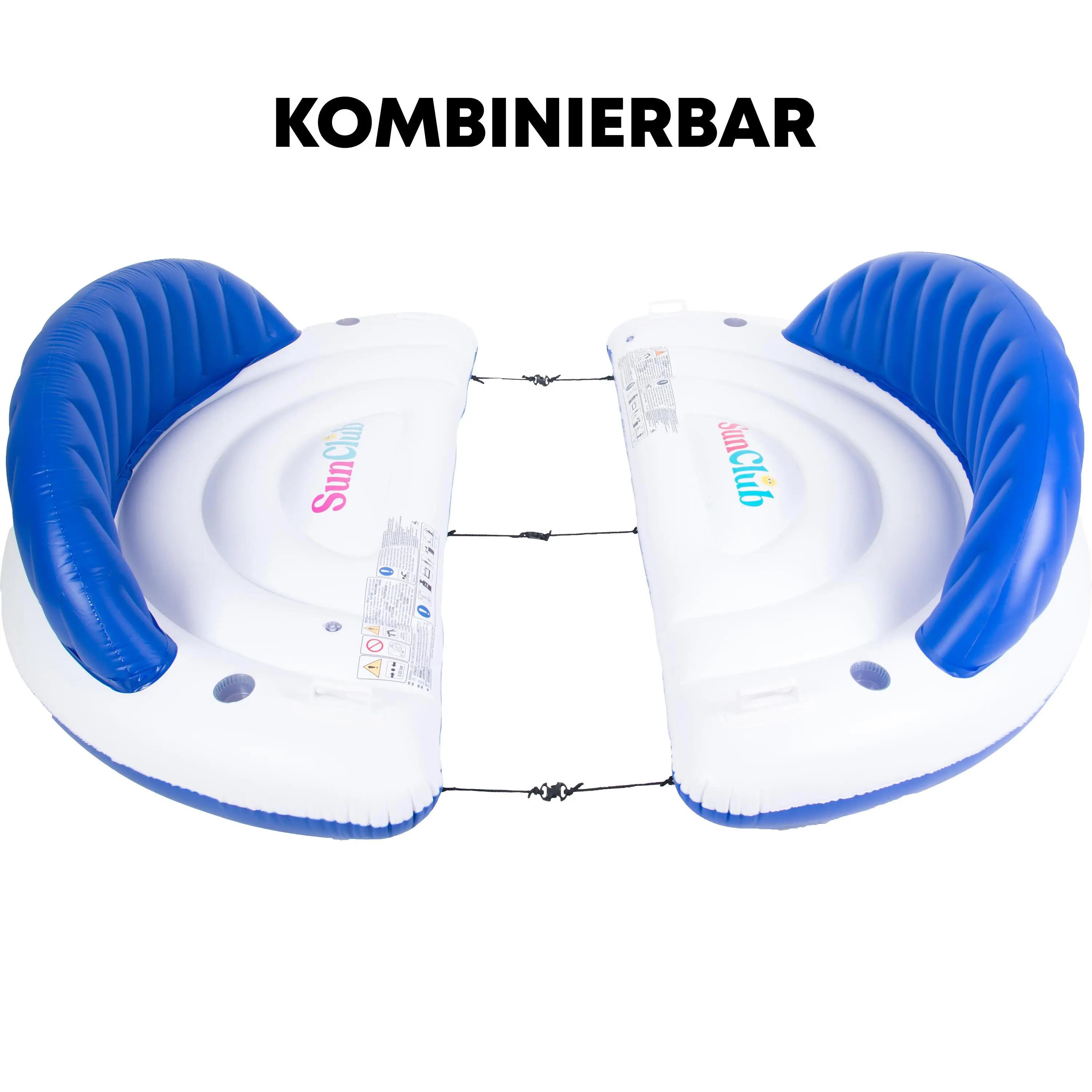 Wasserliege 1 Person 207x105x71cm, Rückenlehne, 2 Getränkehalter, bis 100kg 7/12