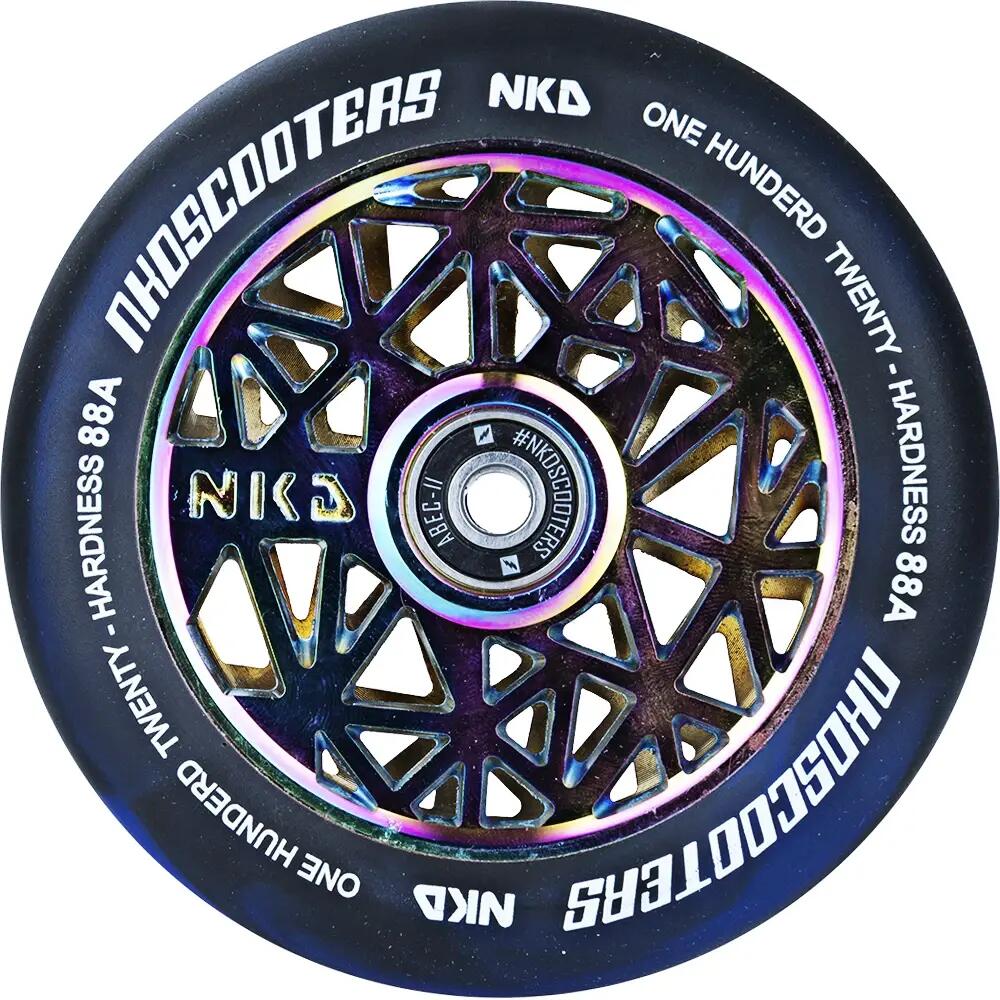 NKD 120mm Stuntstep Wiel Black Widow Marine Rainbow 3/4