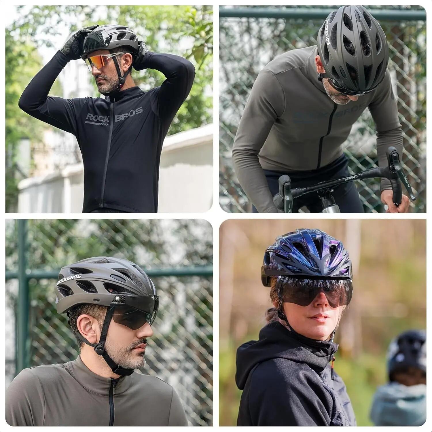 ROCKBROS Casque de vélo avec visière magnétique 7/8