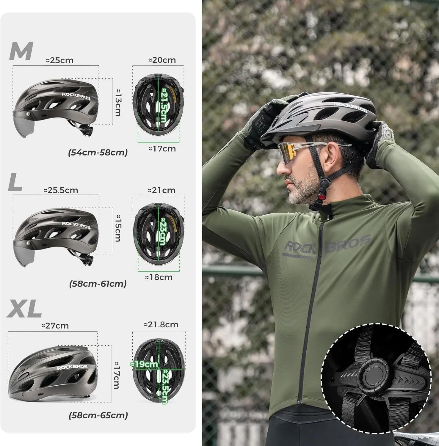 ROCKBROS Casque de vélo avec visière magnétique 5/8