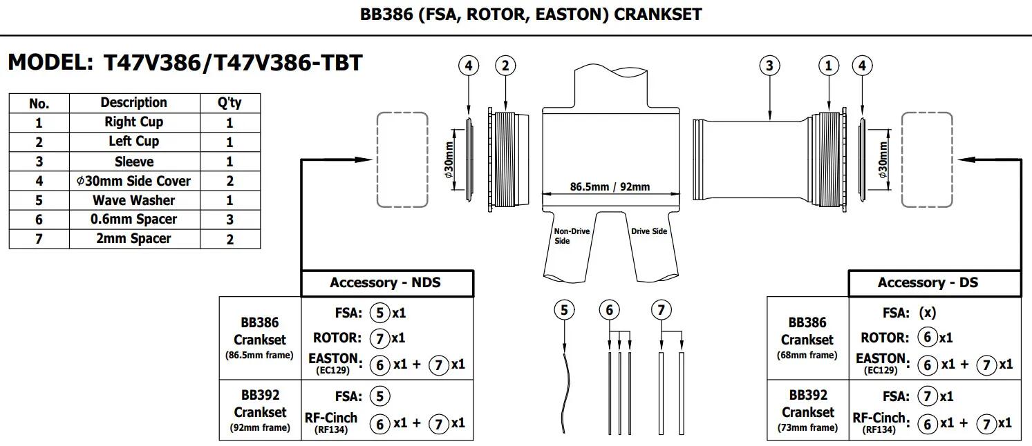 Suport TOKEN BB47V386 – T47 INBOARD (M47 x 85.5 / 86.5 / 91.5) 3/4