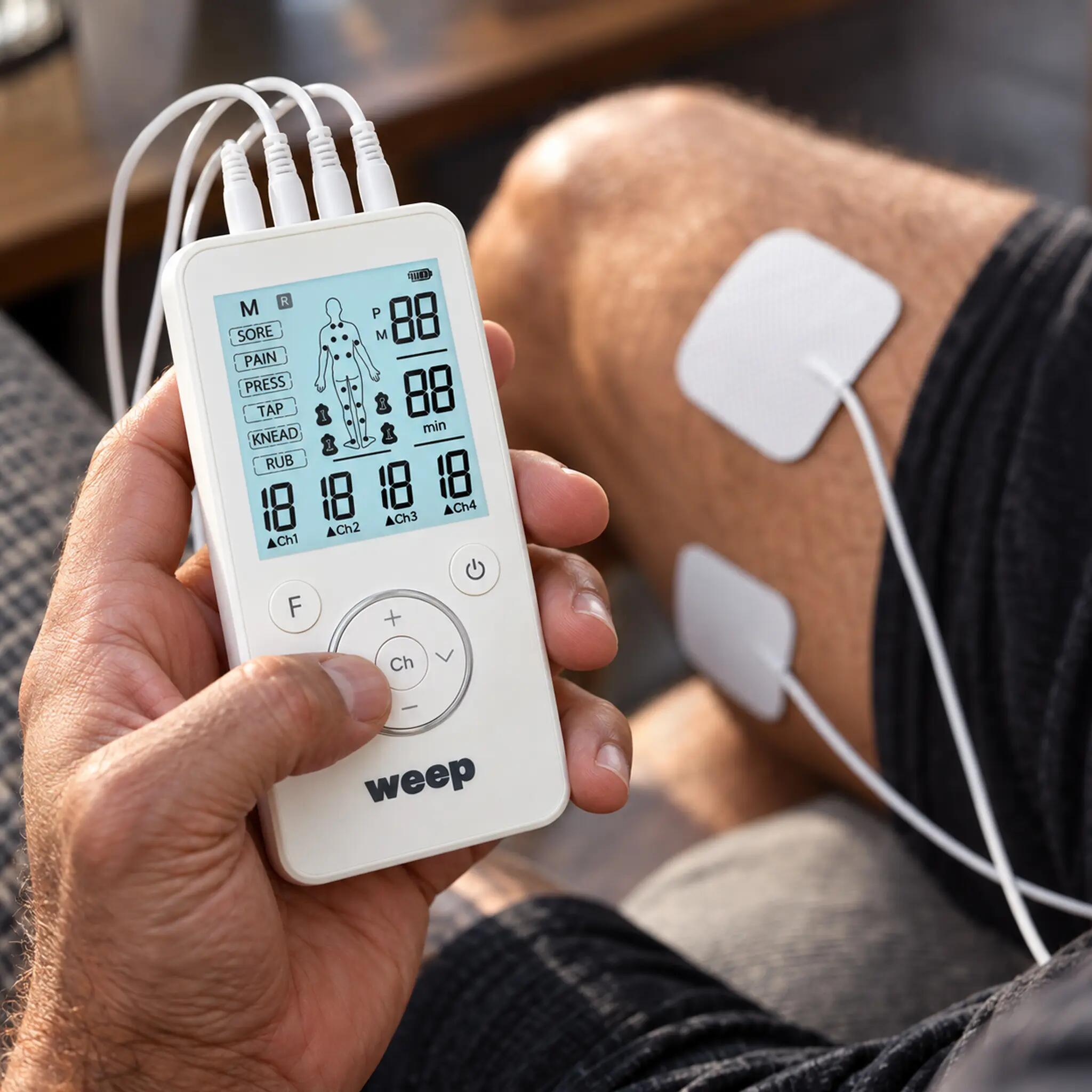 WEEP Muskelstimulator Massagegerät TENS EMS Reizstrom mit 8 Elektroden 10/13