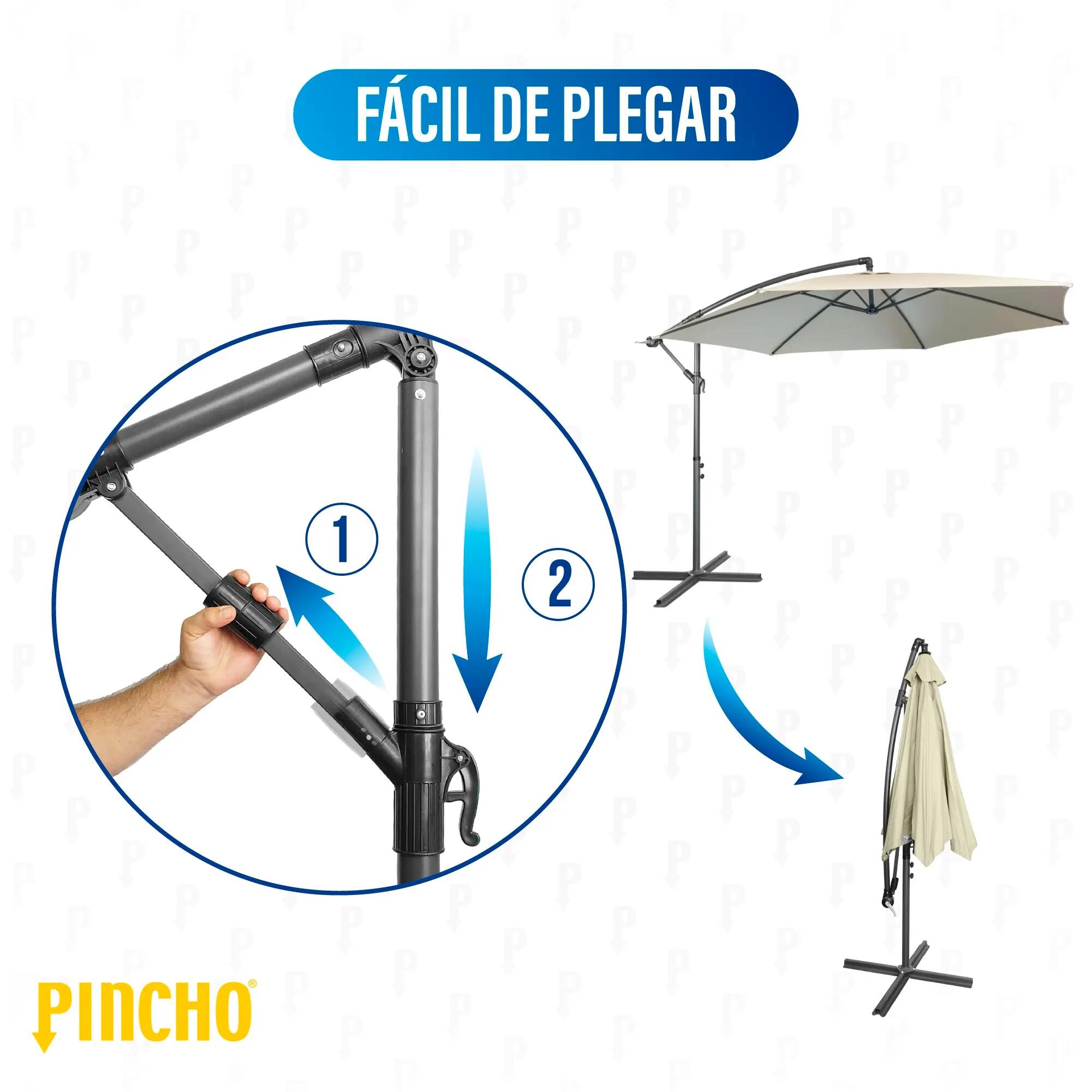 Sombrilla excentrica Ø300 cm con manivela y estructura de aluminio 7/8